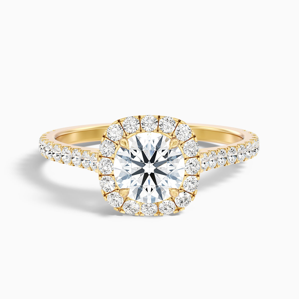Anika 2.5 Carat Round Halo Pave Moissanite Diamond Ring in 14k White Gold