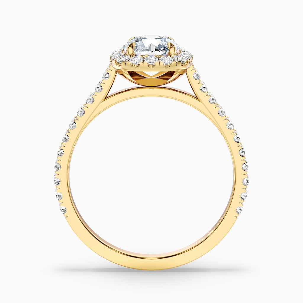 Anika 3 Carat Round Halo Pave Moissanite Diamond Ring in 14k Yellow Gold