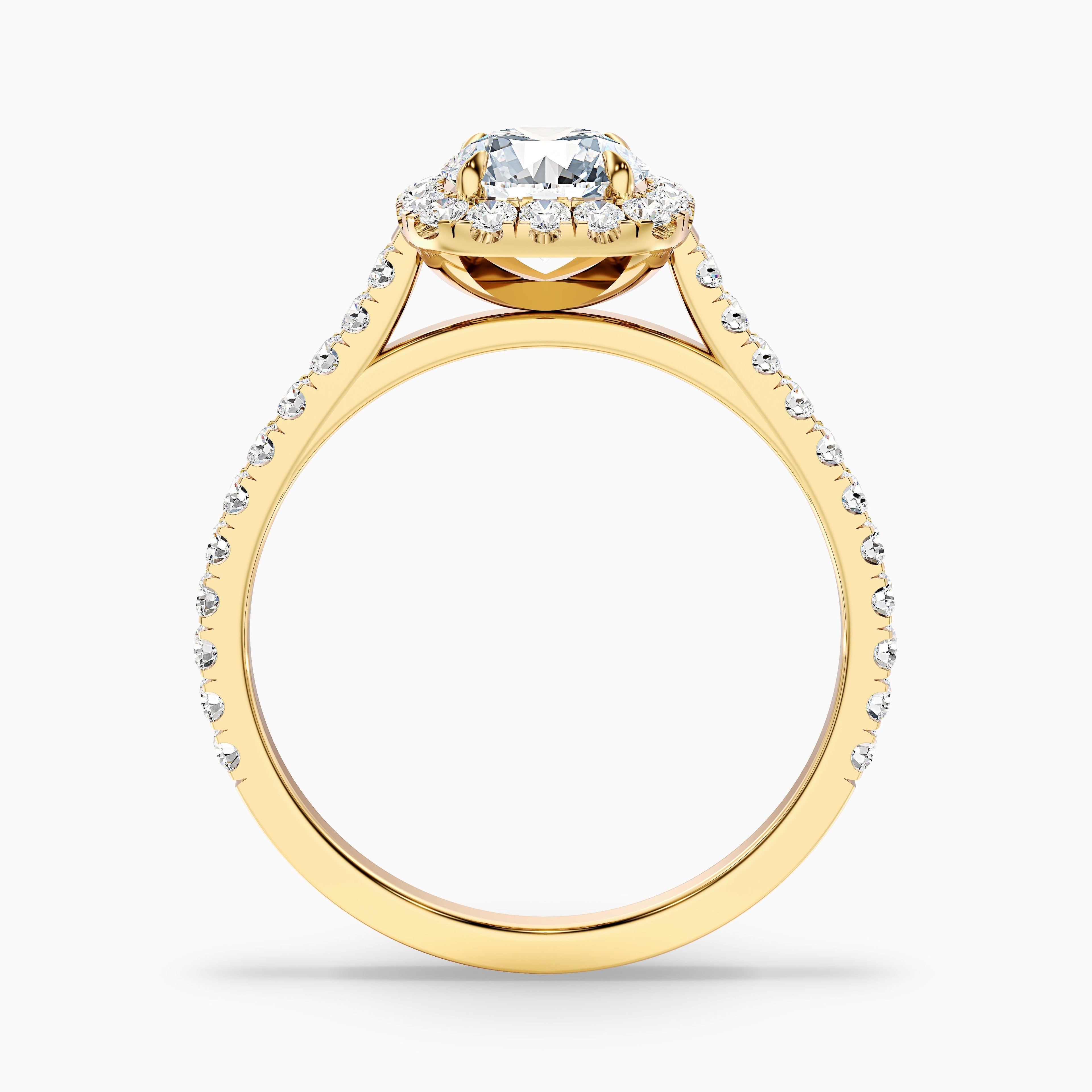 Anika 2 Carat Round Halo Pave Moissanite Diamond Ring in 10k Rose Gold