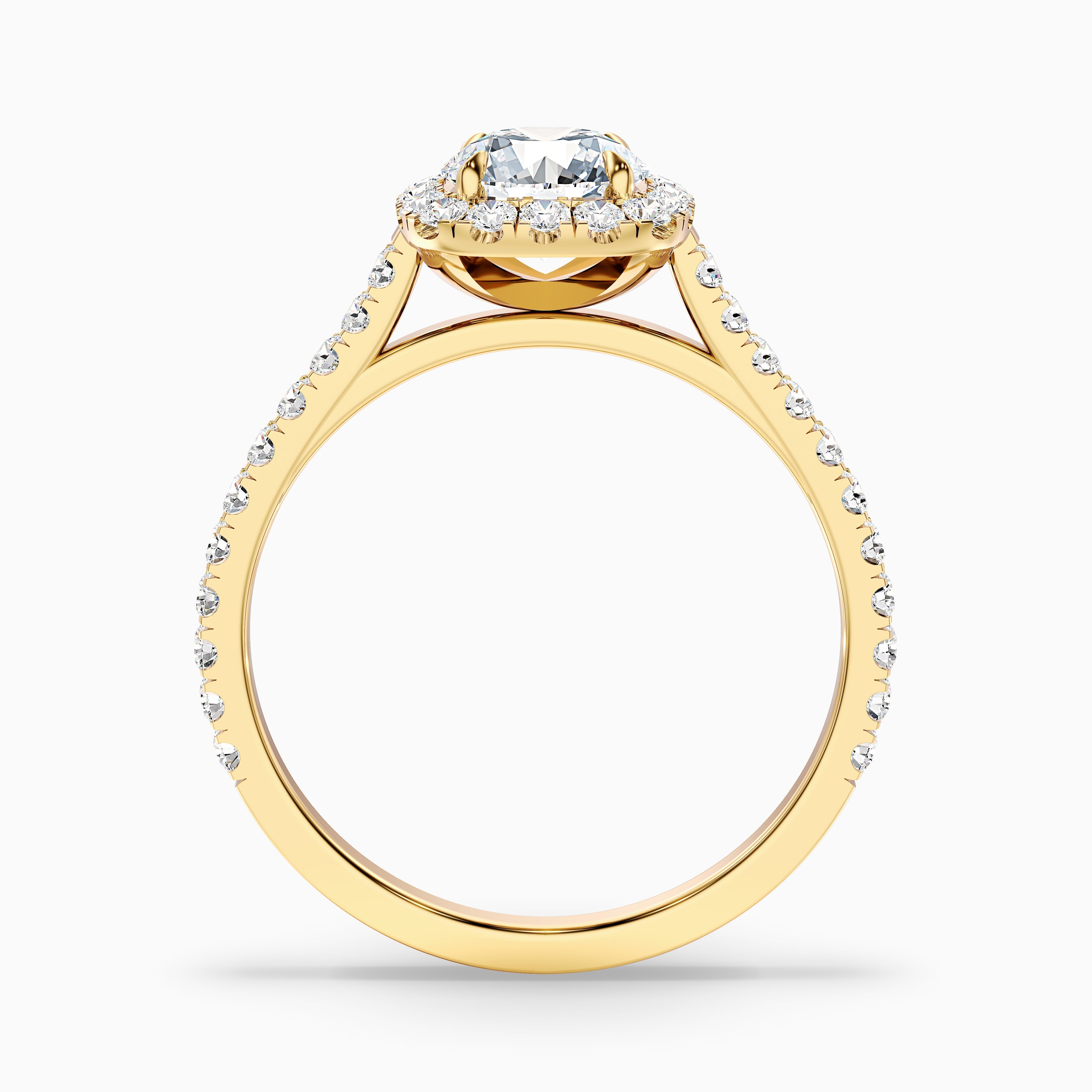 Anika 5 Carat Round Halo Pave Moissanite Diamond Ring in 14k Yellow Gold