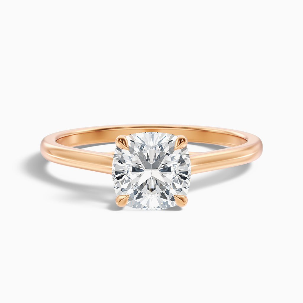 Nelli 2.5 Carat Cushion Cut Solitaire Moissanite Diamond Ring in 10k Yellow Gold