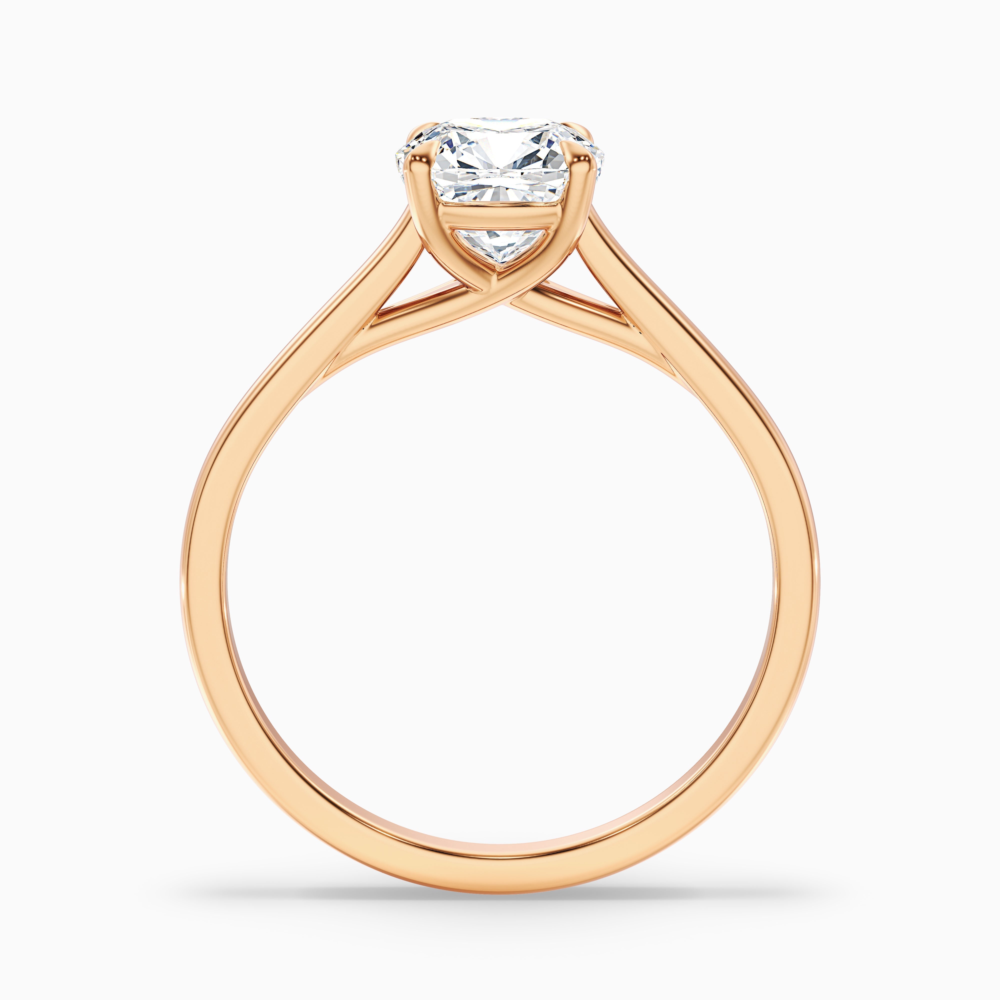 Nelli 5.5 Carat Cushion Cut Solitaire Moissanite Diamond Ring in 18k Rose Gold