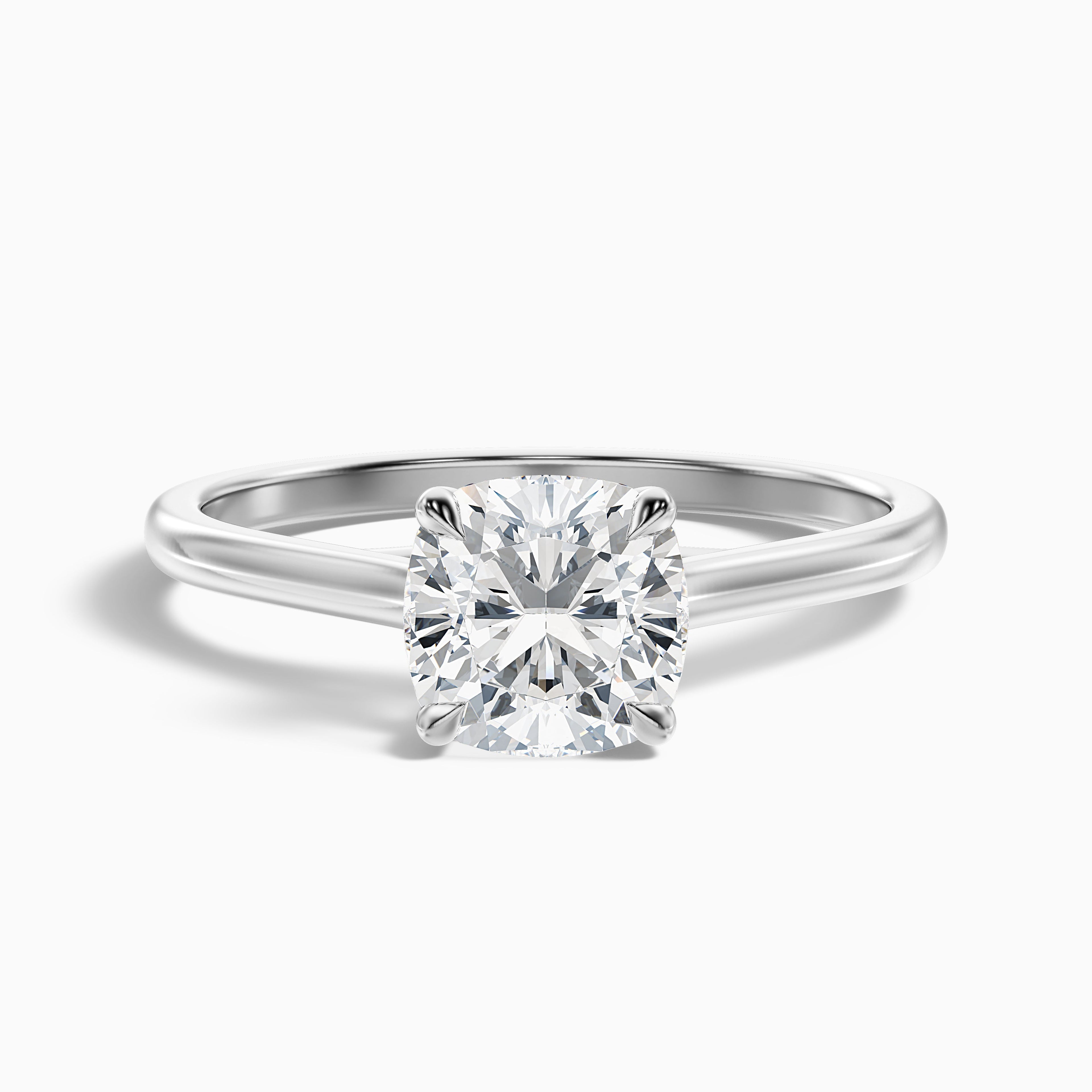 Nelli 2 Carat Cushion Cut Solitaire Moissanite Diamond Ring in Platinum