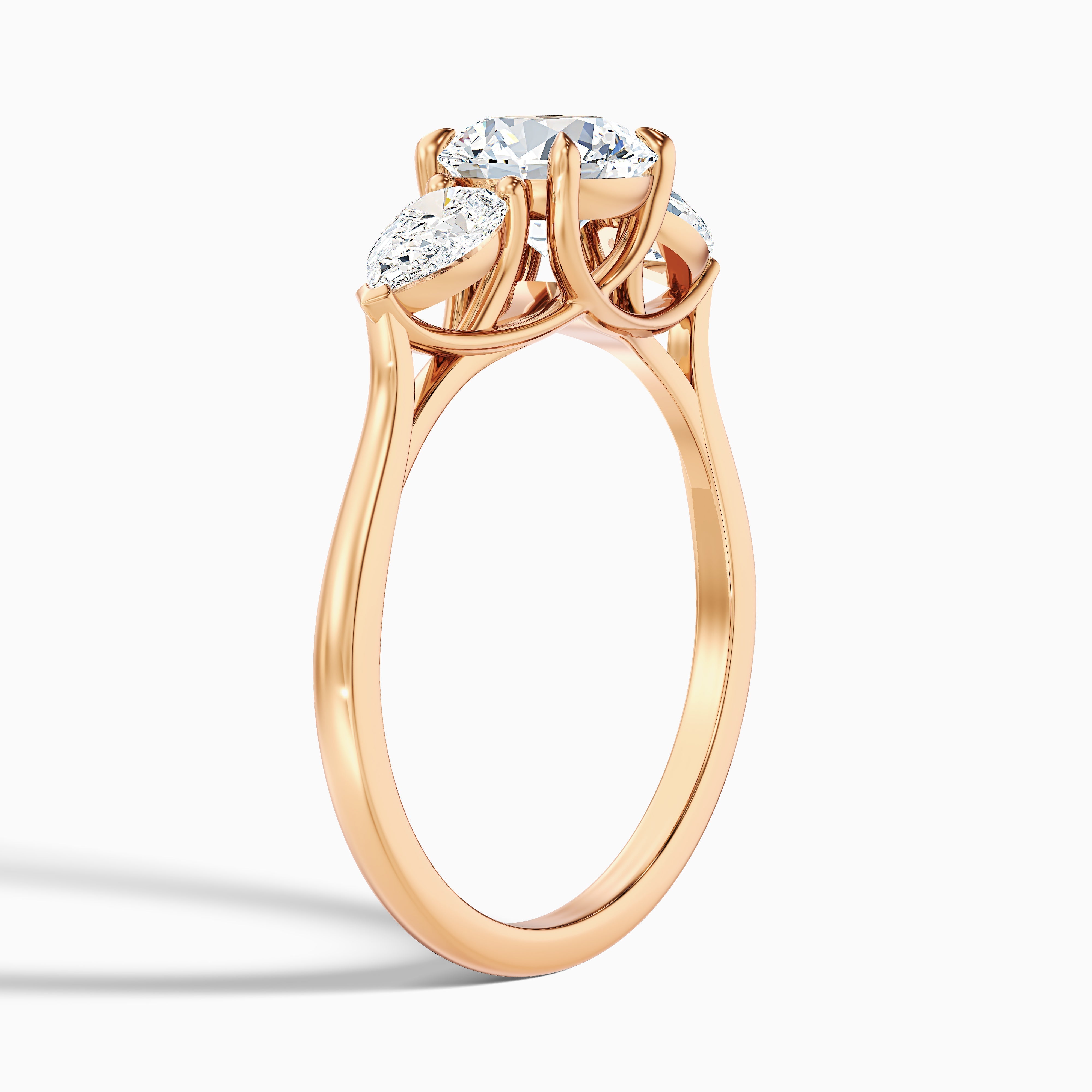 Amaya 5 Carat Round 3 Stone Moissanite Diamond Ring With Pear Side Stone in 10k White Gold