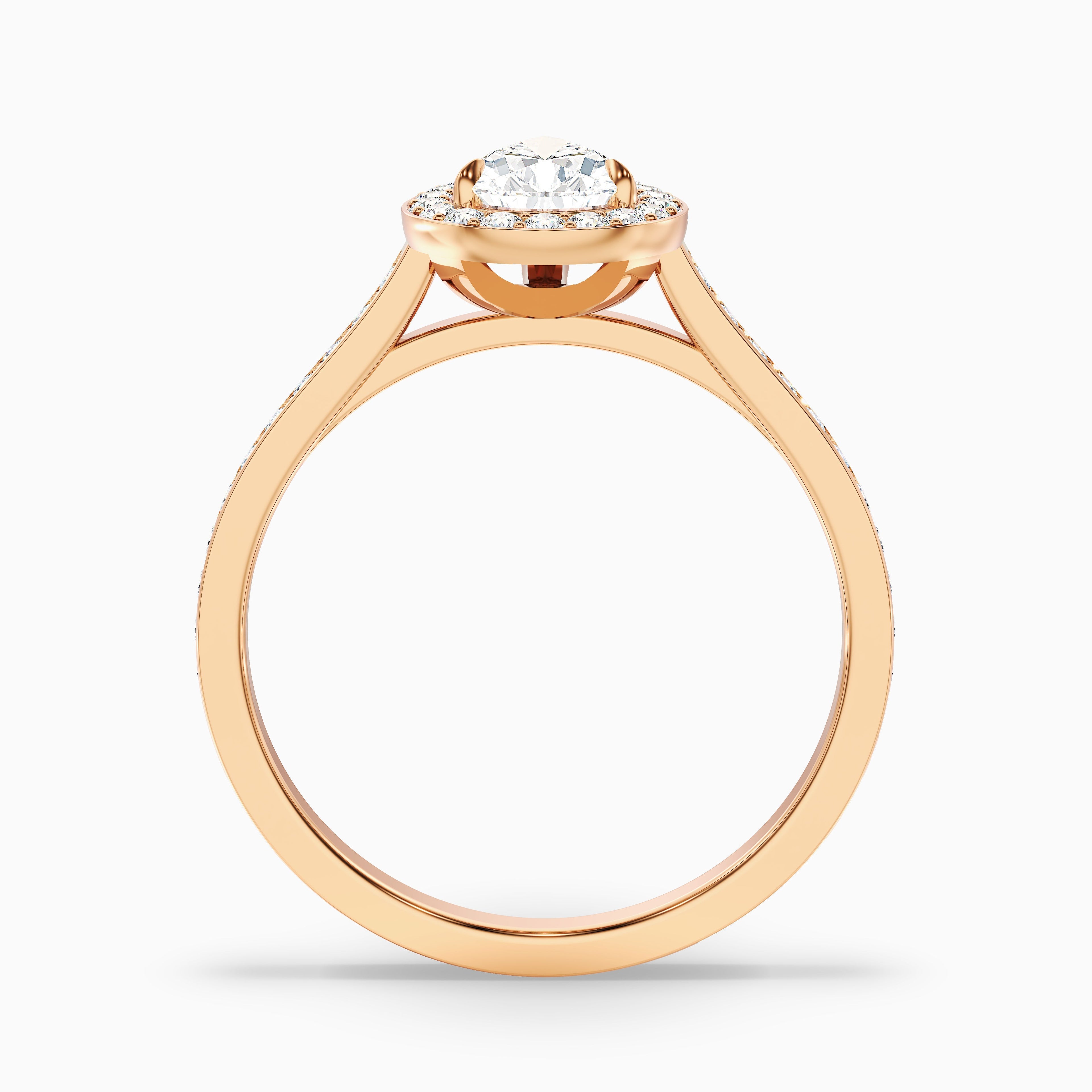 Elena 4 Carat Pear Halo Pave Moissanite Diamond Ring in 10k Yellow Gold