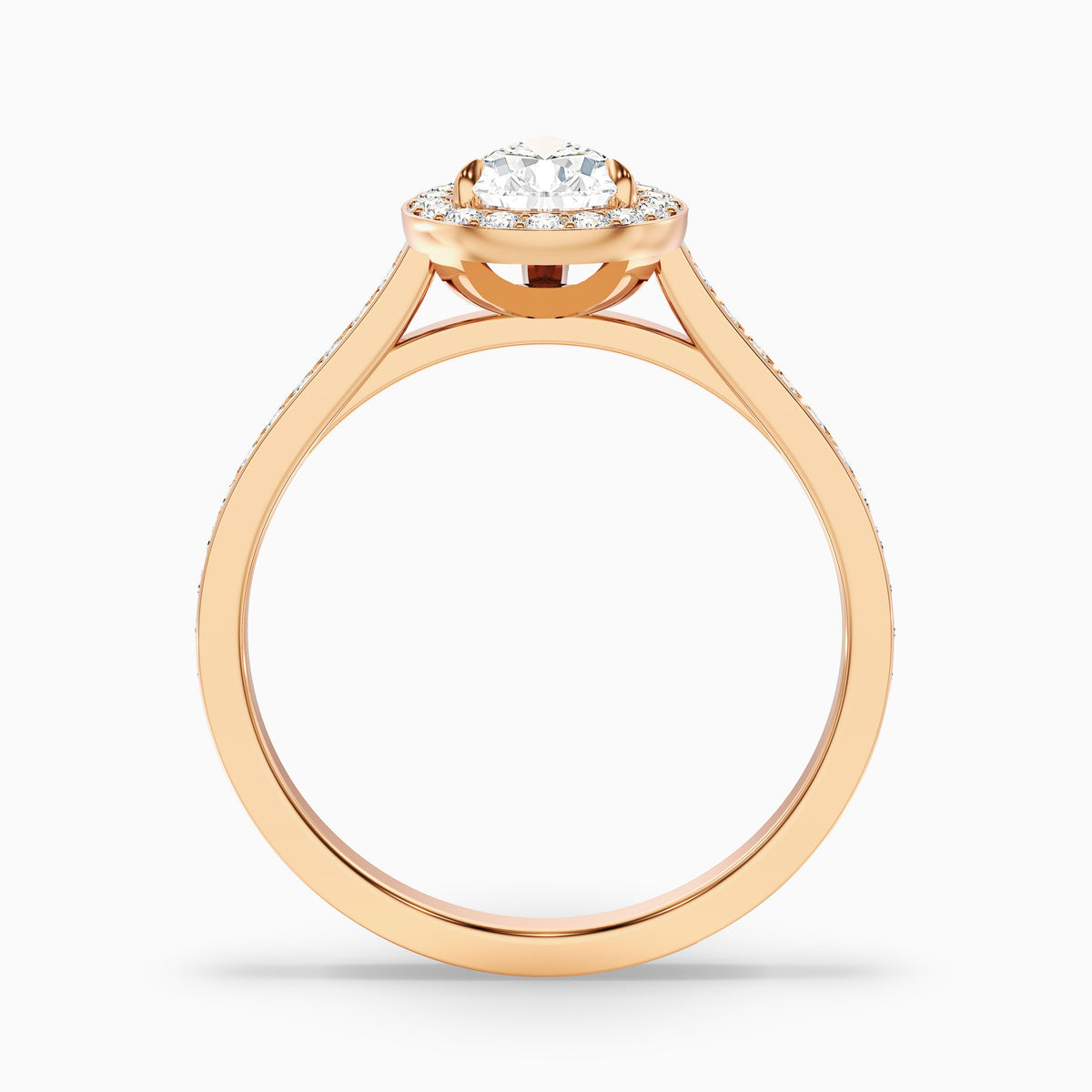 Elena 5 Carat Pear Halo Pave Moissanite Diamond Ring in 18k Yellow Gold