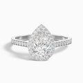 Elena 2 Carat Pear Halo Pave Moissanite Diamond Ring in Platinum