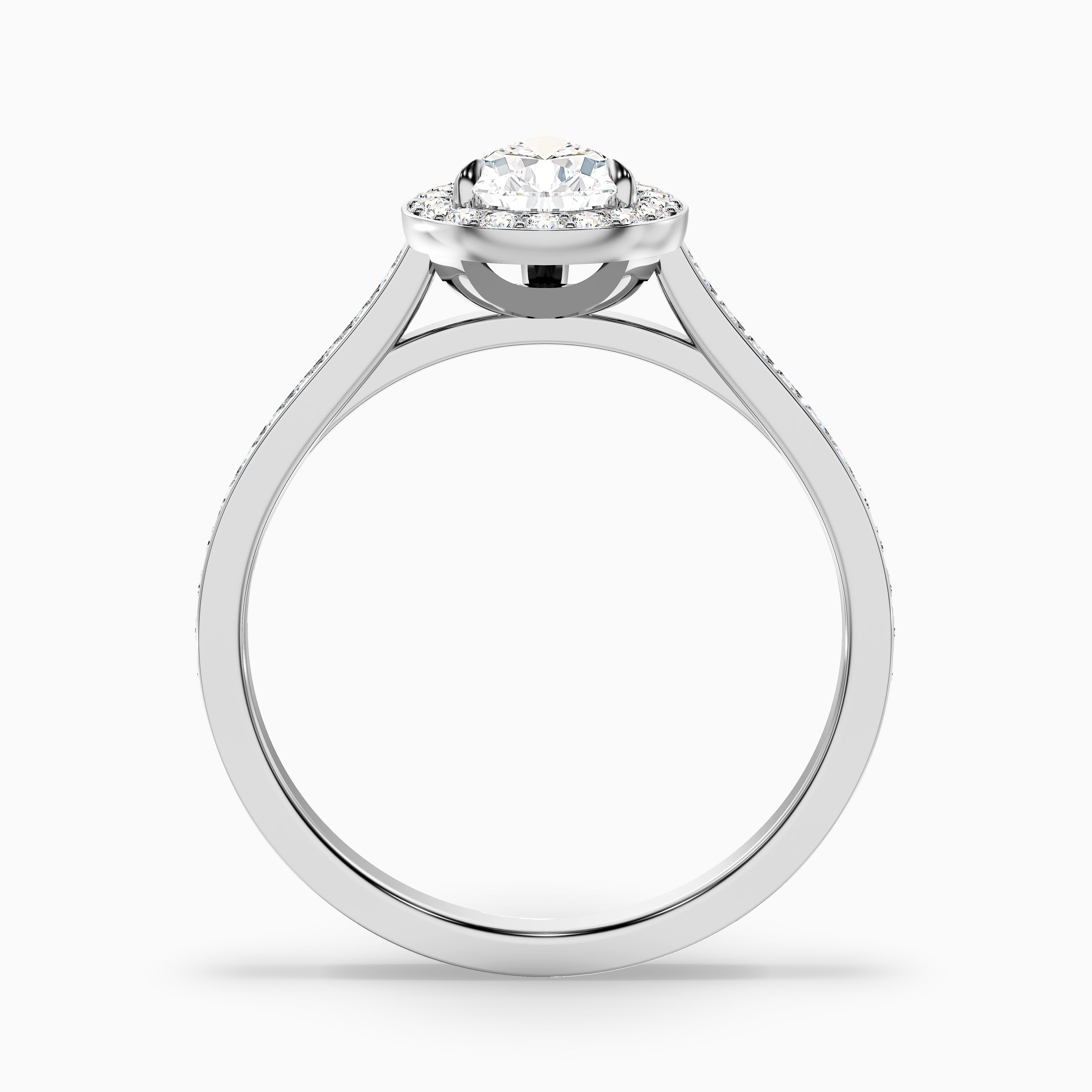 Elena 4.5 Carat Pear Halo Pave Moissanite Diamond Ring in 18k White Gold