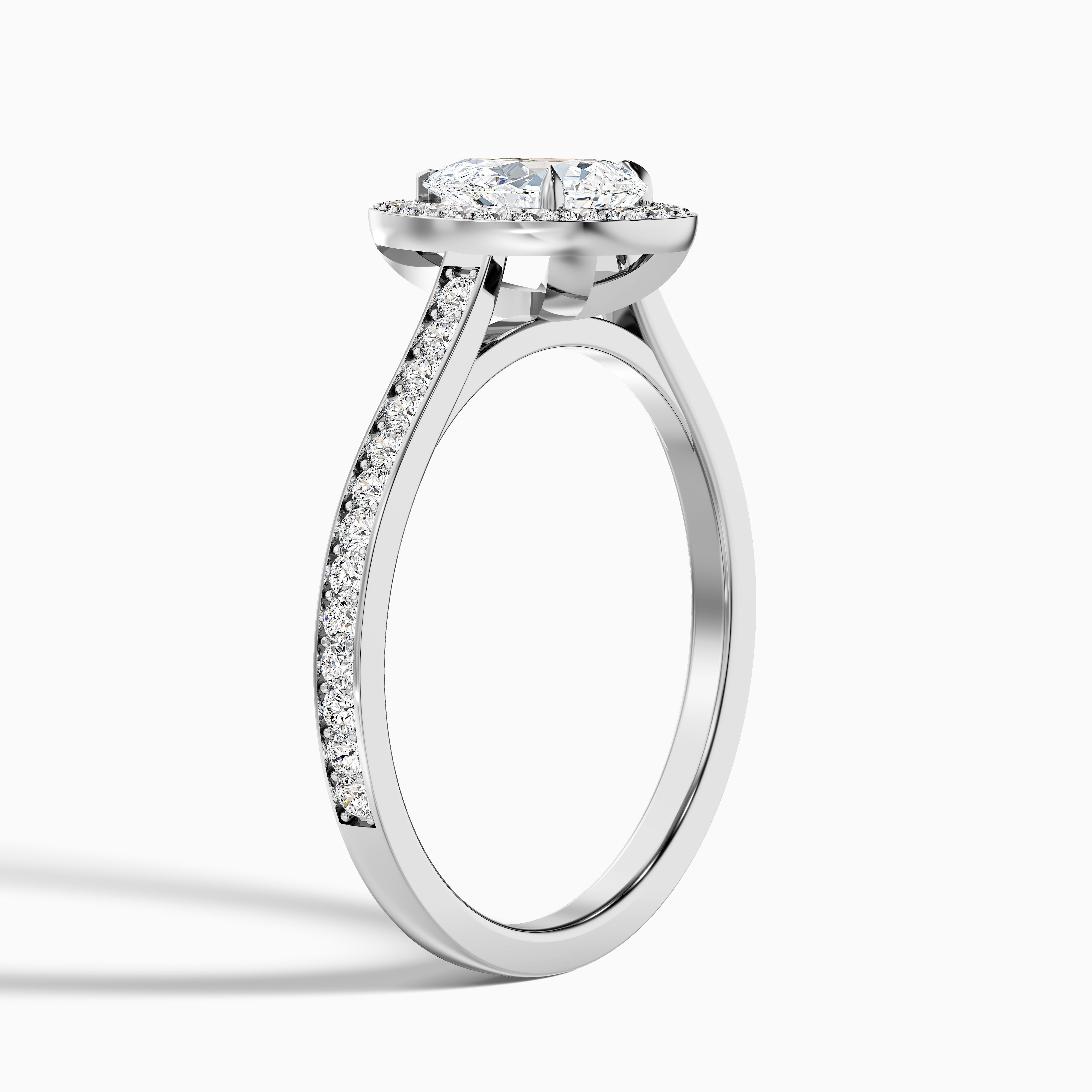 Elena 1.5 Carat Pear Halo Pave Moissanite Diamond Ring in 10k Rose Gold