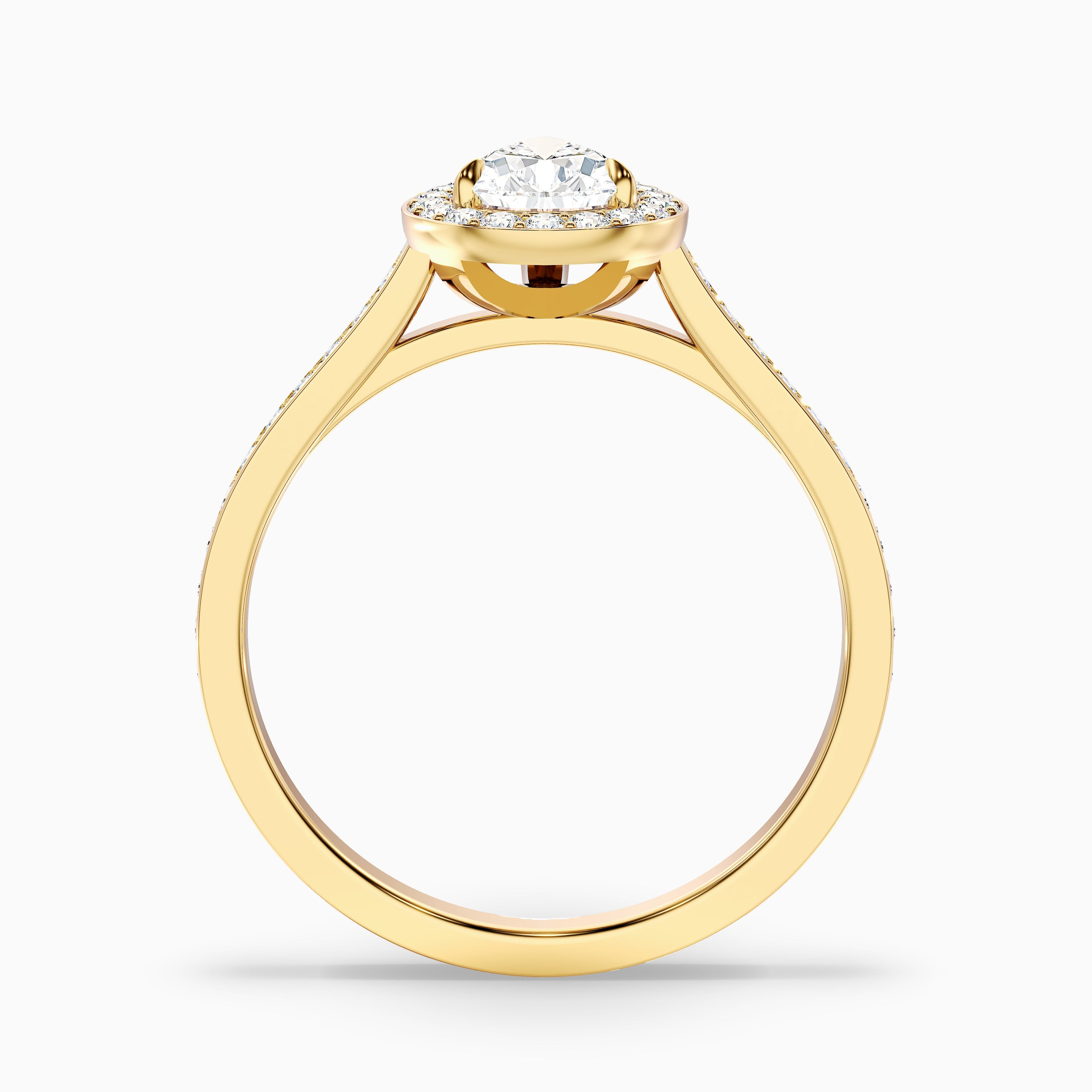 Elena 2 Carat Pear Halo Pave Moissanite Diamond Ring in 14k White Gold