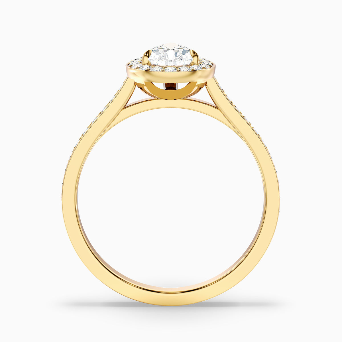Elena 4 Carat Pear Halo Pave Moissanite Diamond Ring in 18k Rose Gold