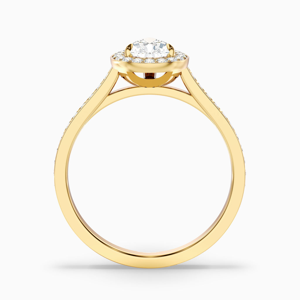 Elena 4 Carat Pear Halo Pave Moissanite Diamond Ring in 10k Rose Gold