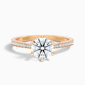 Esha 3 Carat Round Side Stone Pave Moissanite Diamond Ring in 14k Rose Gold
