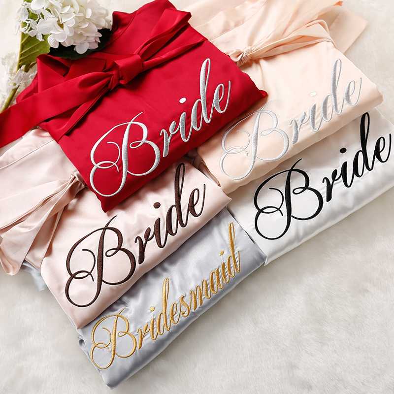 Custom Satin Bridesmaid Robes – Personalized with Name, Title, or Date | Wedding Party Gifts SelenaHuanStudio