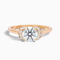 Frey 5 Carat Round Solitaire Pave Moissanite Diamond Ring in 18k Rose Gold