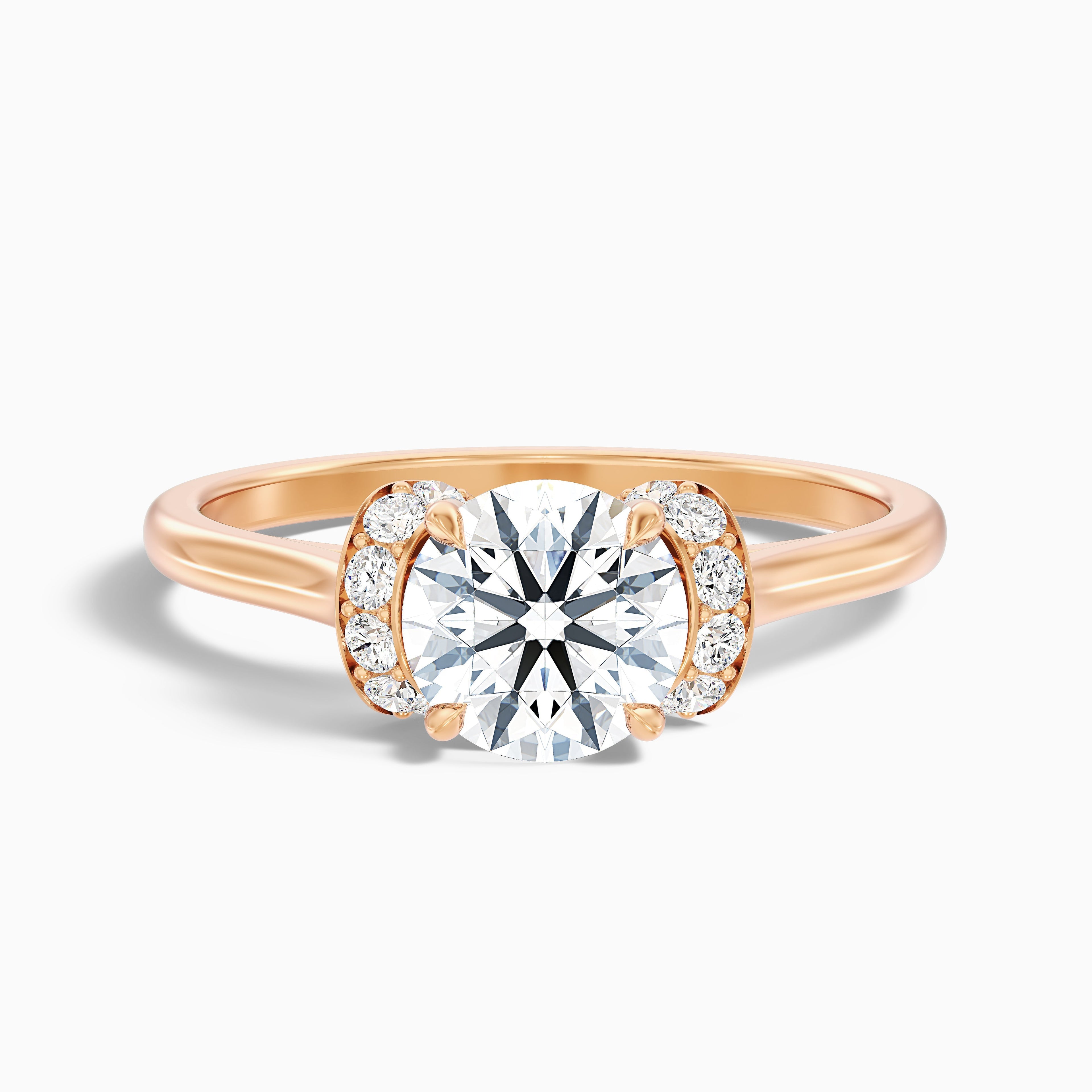 Frey 2 Carat Round Solitaire Pave Moissanite Diamond Ring in Platinum