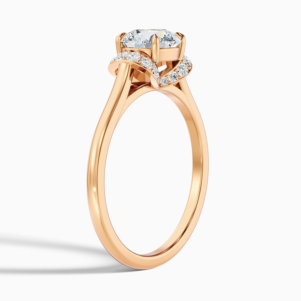 Frey 4 Carat Round Solitaire Pave Moissanite Diamond Ring in 18k Rose Gold