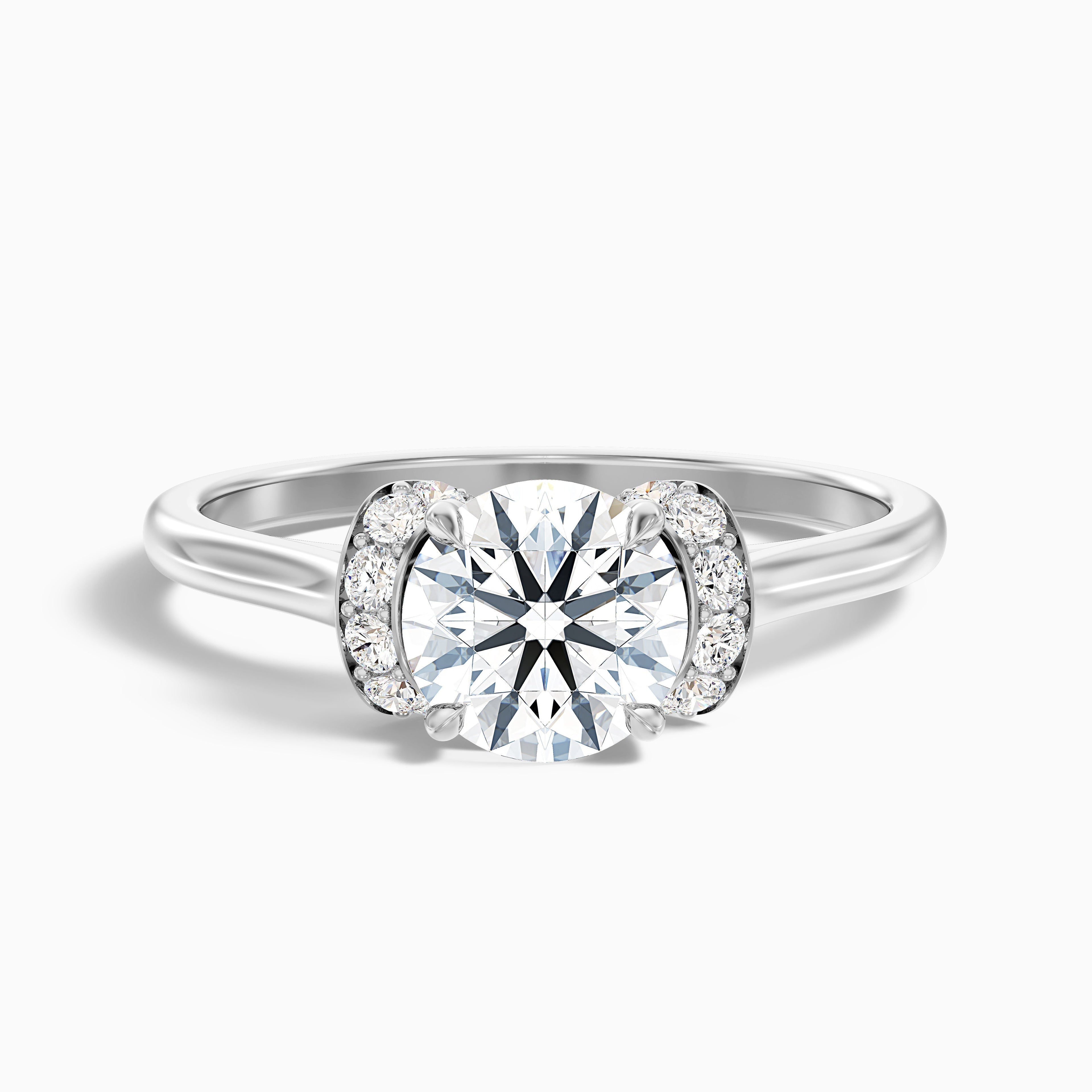 Frey 4 Carat Round Solitaire Pave Moissanite Diamond Ring in 10k Yellow Gold