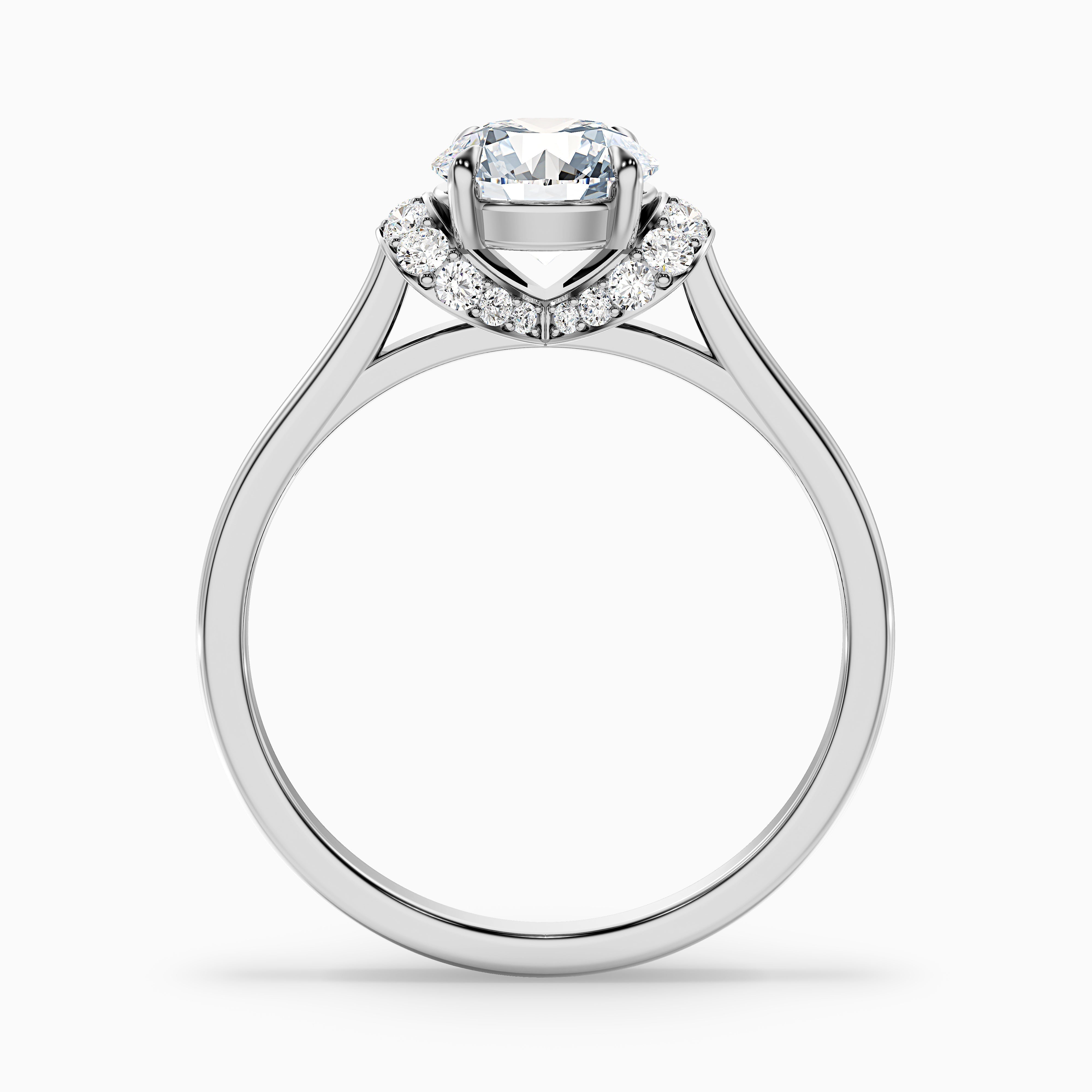 Frey 4.5 Carat Round Solitaire Pave Moissanite Diamond Ring in 18k White Gold