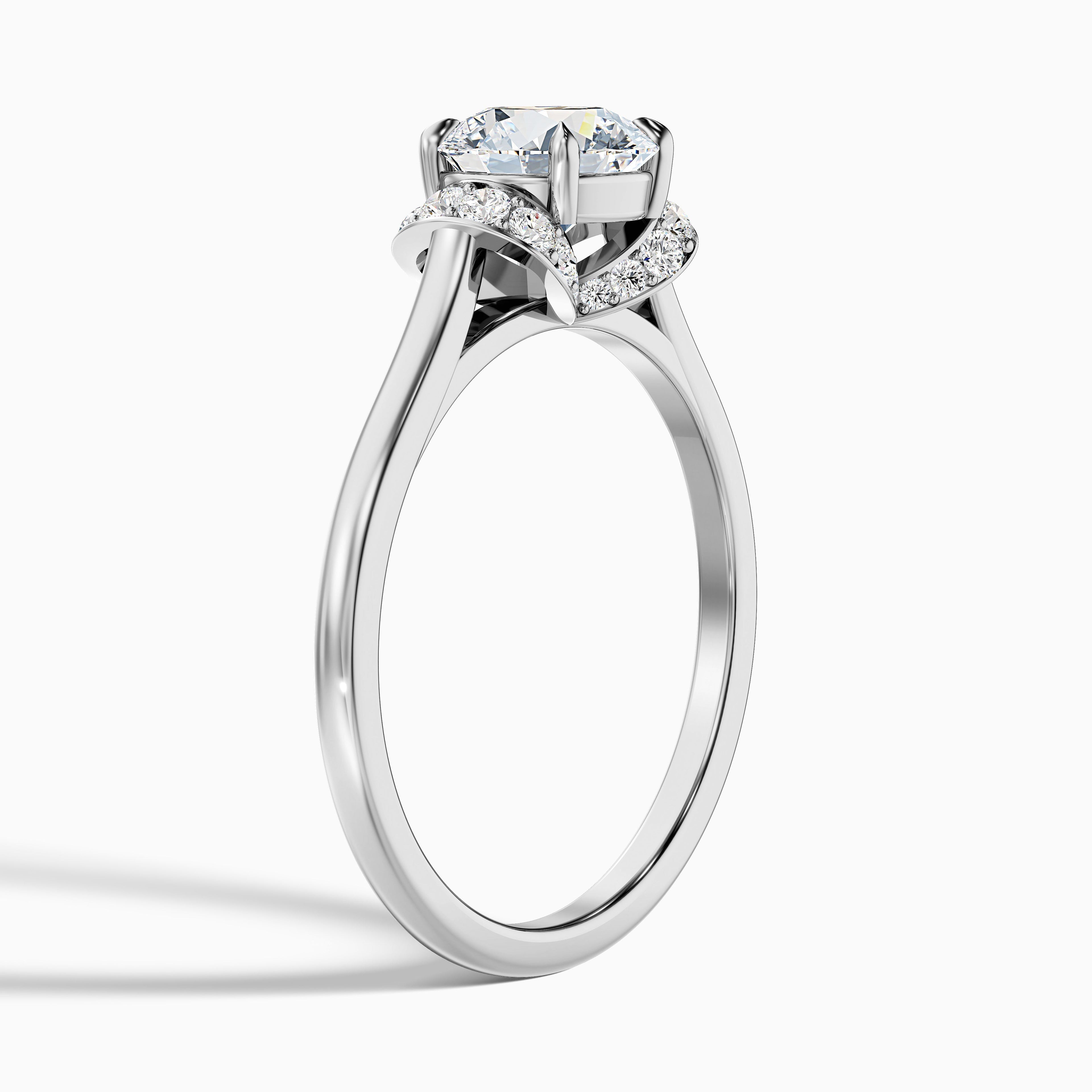 Frey 1 Carat Round Solitaire Pave Moissanite Diamond Ring in 10k Yellow Gold