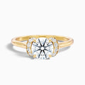 Frey 2.5 Carat Round Solitaire Pave Moissanite Diamond Ring in 10k Yellow Gold