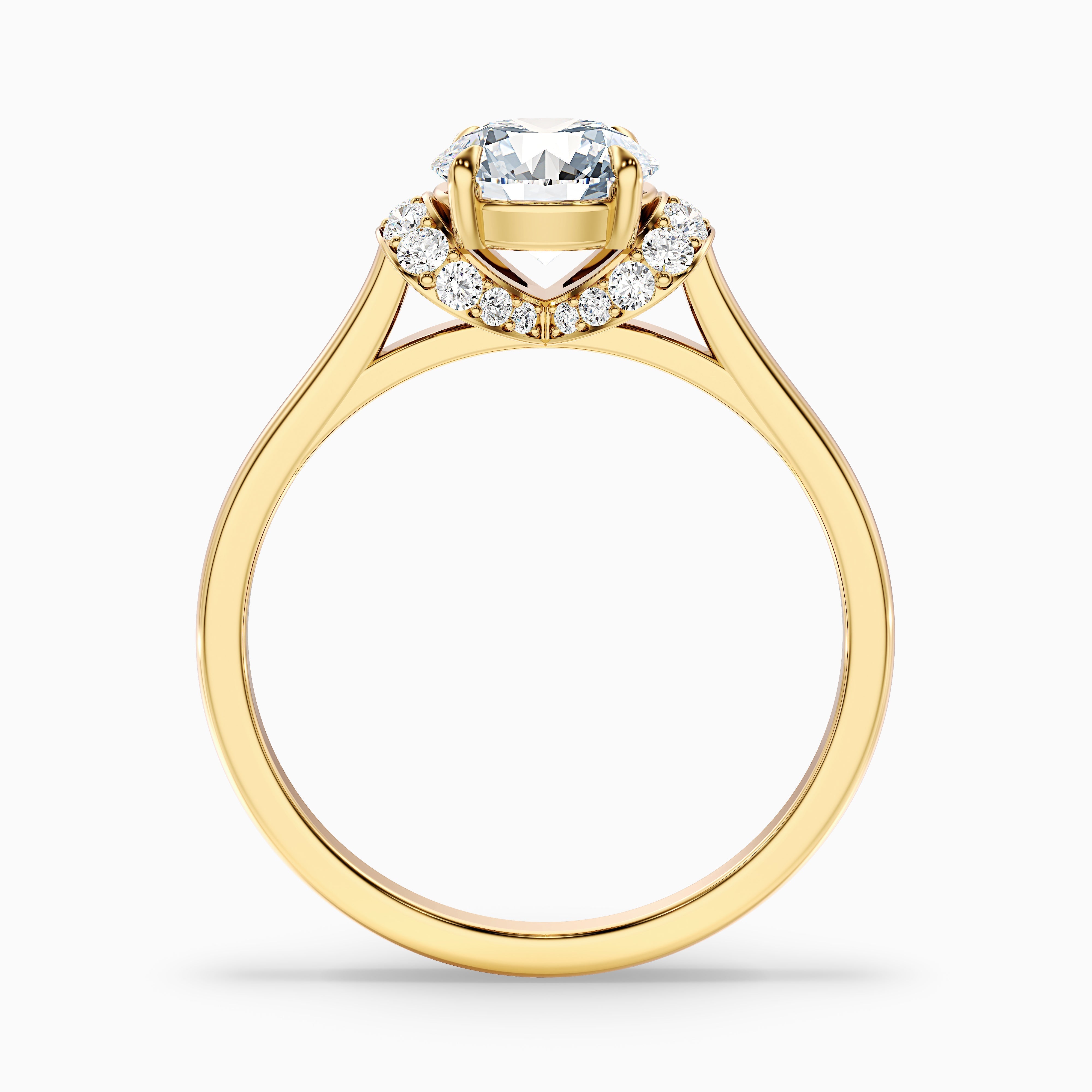 Frey 5.5 Carat Round Solitaire Pave Moissanite Diamond Ring in 14k Yellow Gold