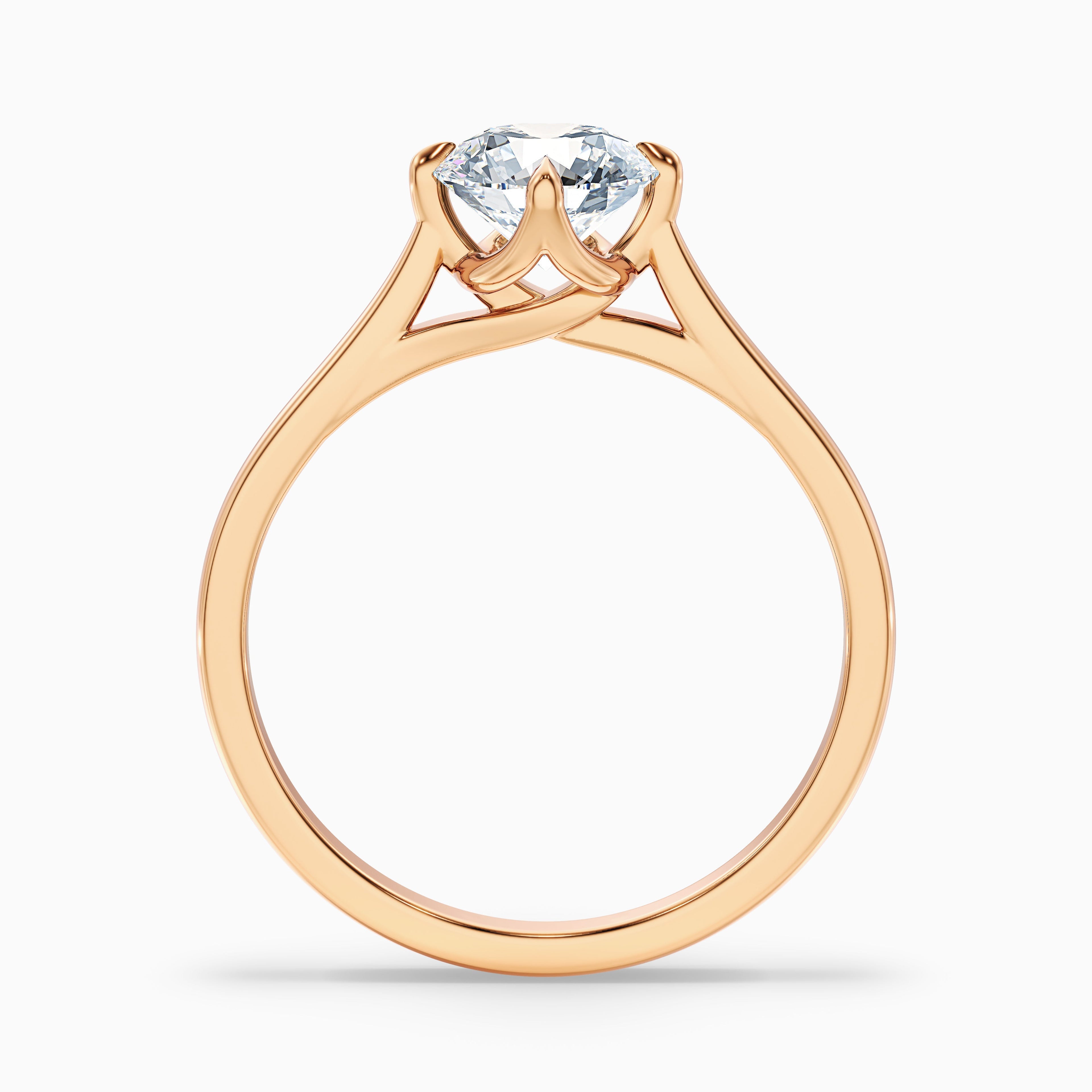 Asta 5.5 Carat Round Cut Solitaire Moissanite Diamond Ring in 14k Yellow Gold