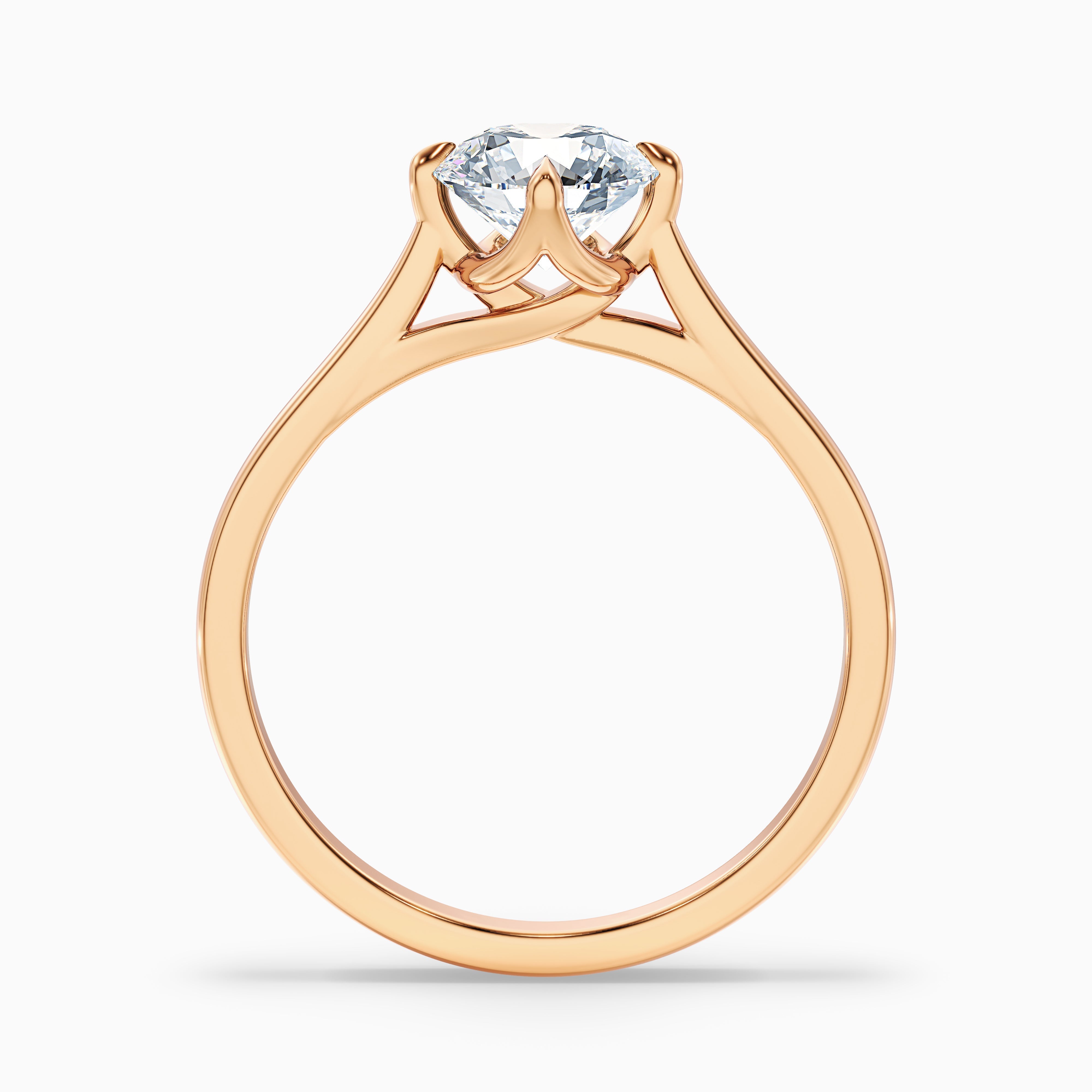Asta 5.5 Carat Round Cut Solitaire Moissanite Diamond Ring in 18k Rose Gold