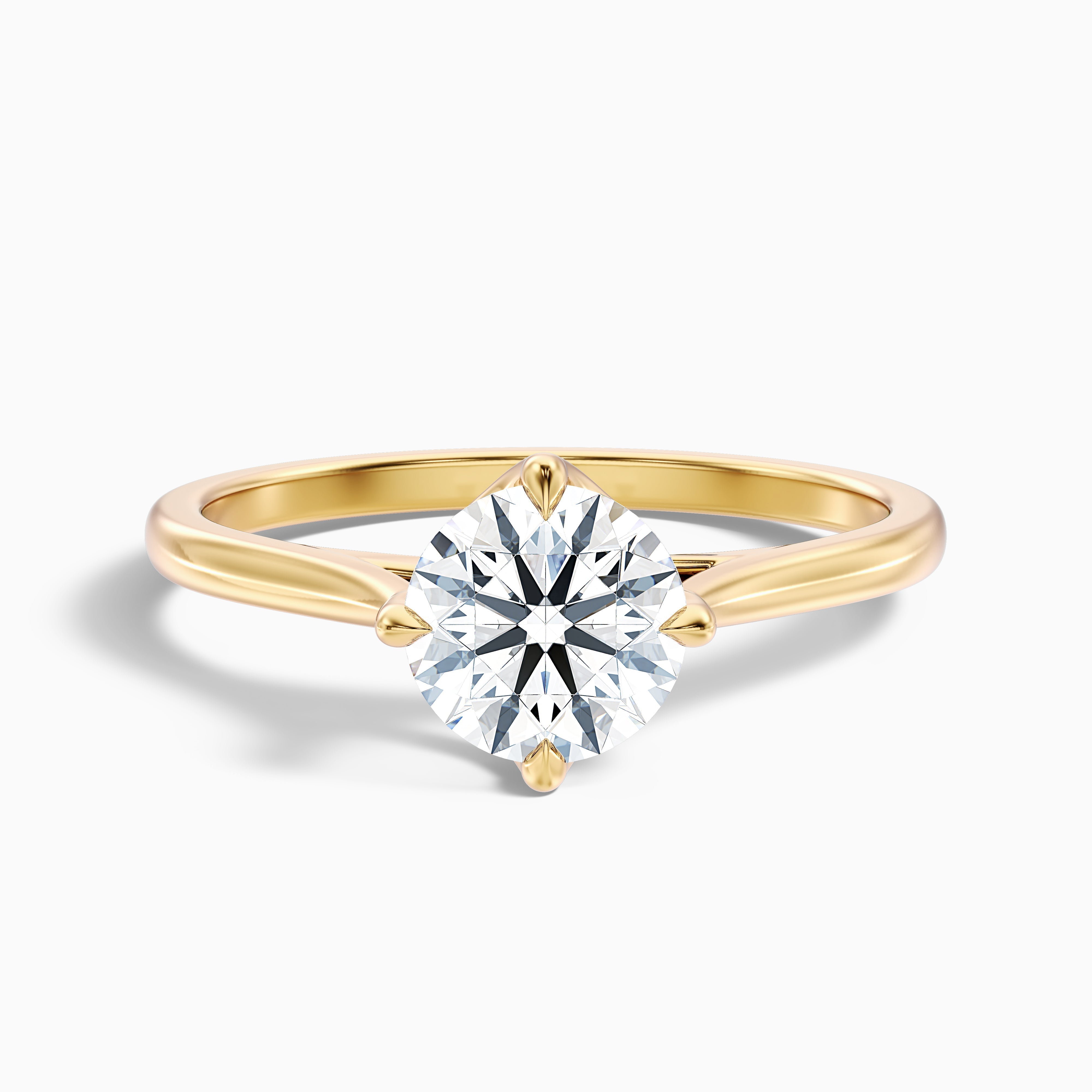 Asta 5 Carat Round Cut Solitaire Moissanite Diamond Ring in 18k Yellow Gold