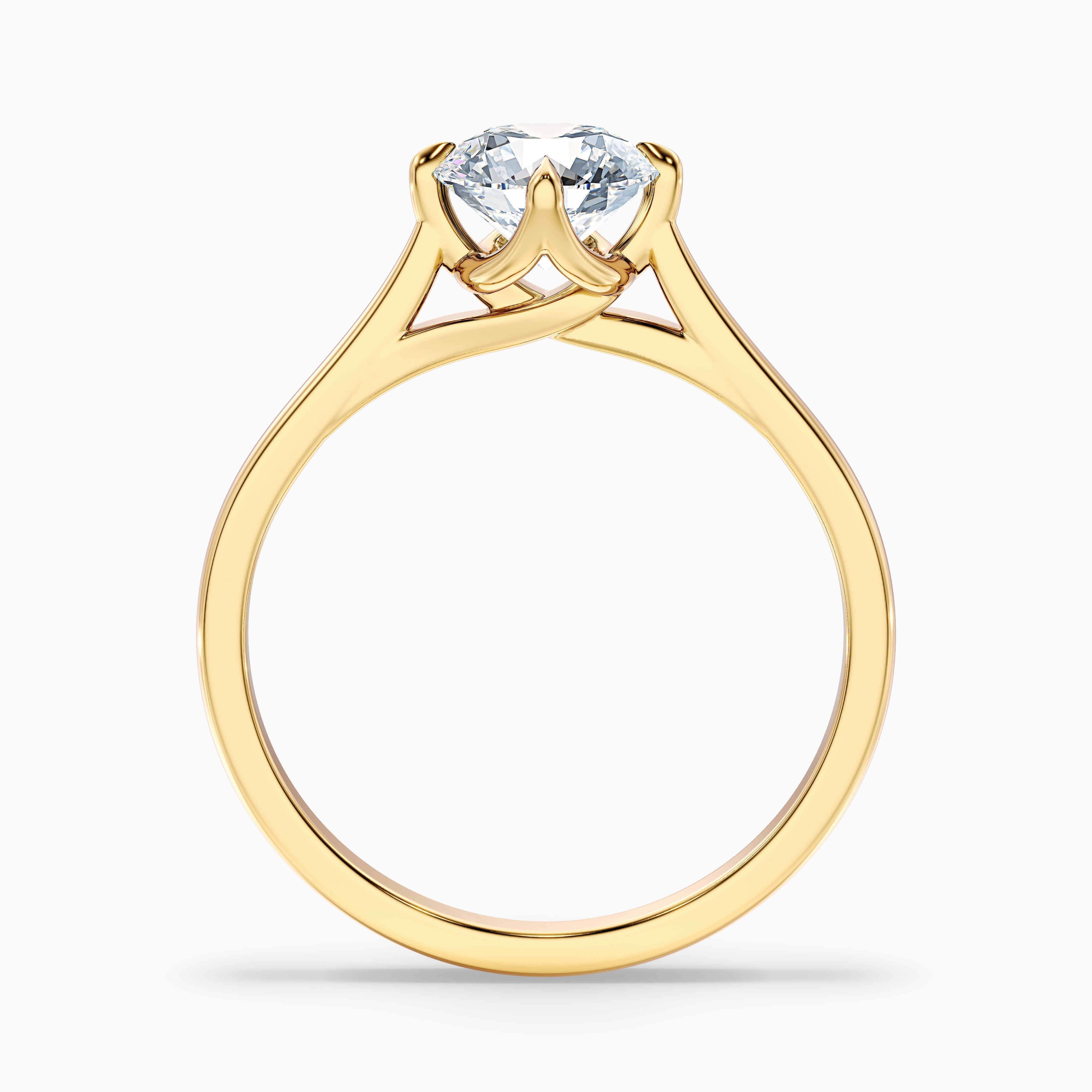 Asta 5 Carat Round Cut Solitaire Moissanite Diamond Ring in 18k Yellow Gold