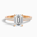 Enni 5.5 Carat Emerald Cut Side Stone Pave Moissanite Diamond Ring in 10k Rose Gold