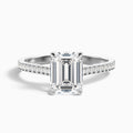Enni 4.5 Carat Emerald Cut Side Stone Pave Moissanite Diamond Ring in 18k White Gold
