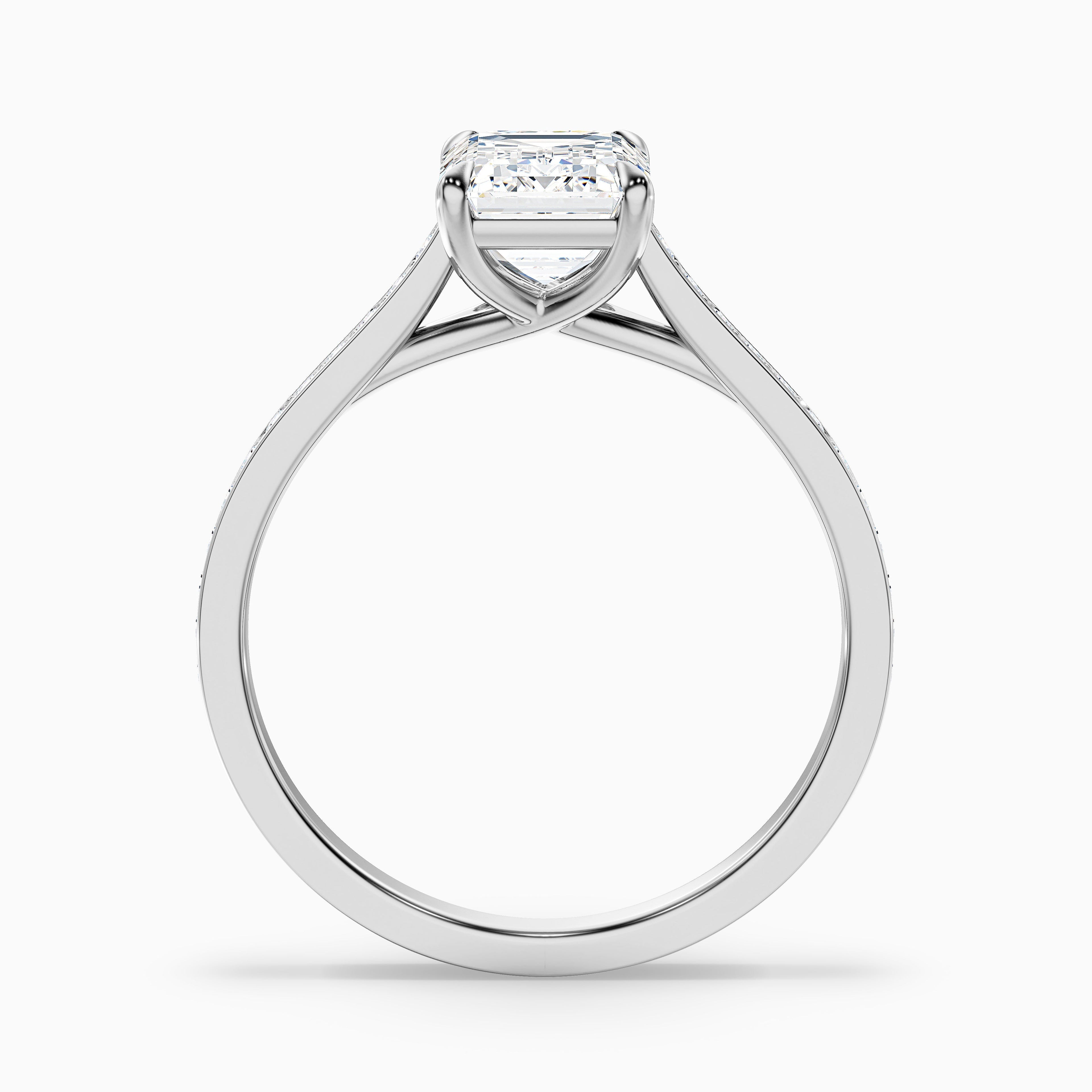 Enni 4.5 Carat Emerald Cut Side Stone Pave Moissanite Diamond Ring in 18k Yellow Gold
