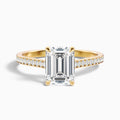 Enni 4.5 Carat Emerald Cut Side Stone Pave Moissanite Diamond Ring in 10k Yellow Gold
