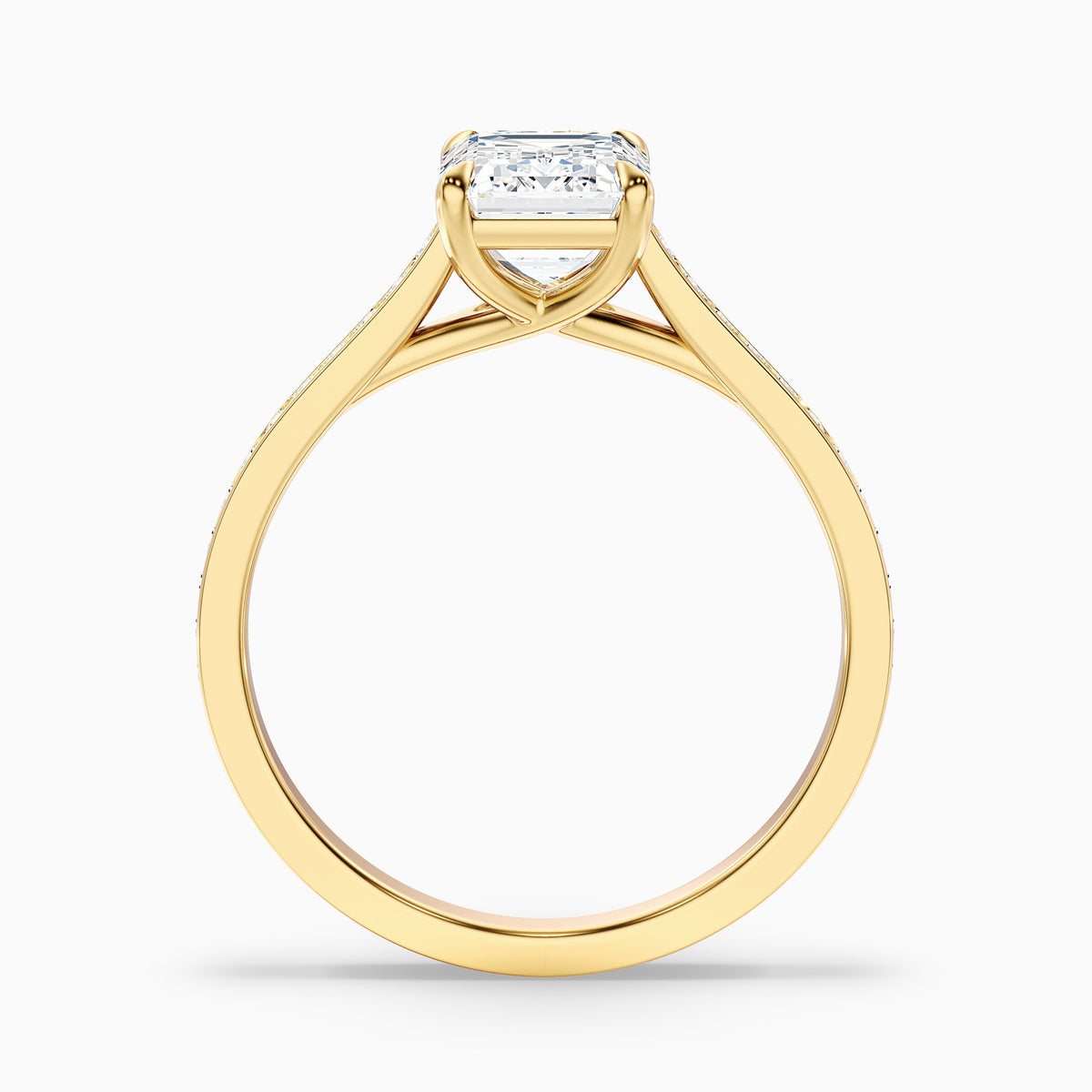 Faye 5 Carat Emerald Cut Side Stone Pave Lab Grown Engagement Ring in 18k White Gold