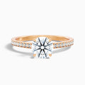 Elma 5 Carat Round Cut Side Stone Pave Moissanite Diamond Ring in 18k Rose Gold