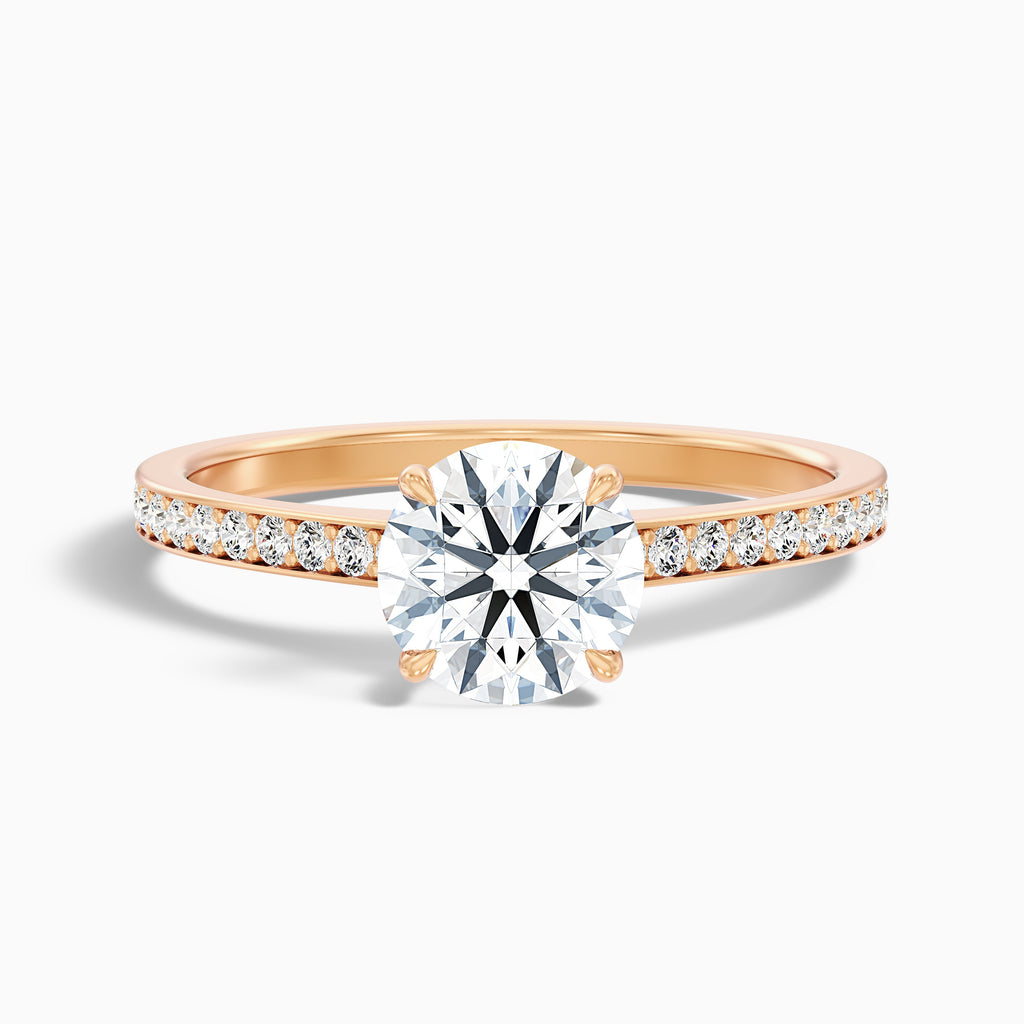 Elma 5 Carat Round Cut Side Stone Pave Moissanite Diamond Ring in Platinum