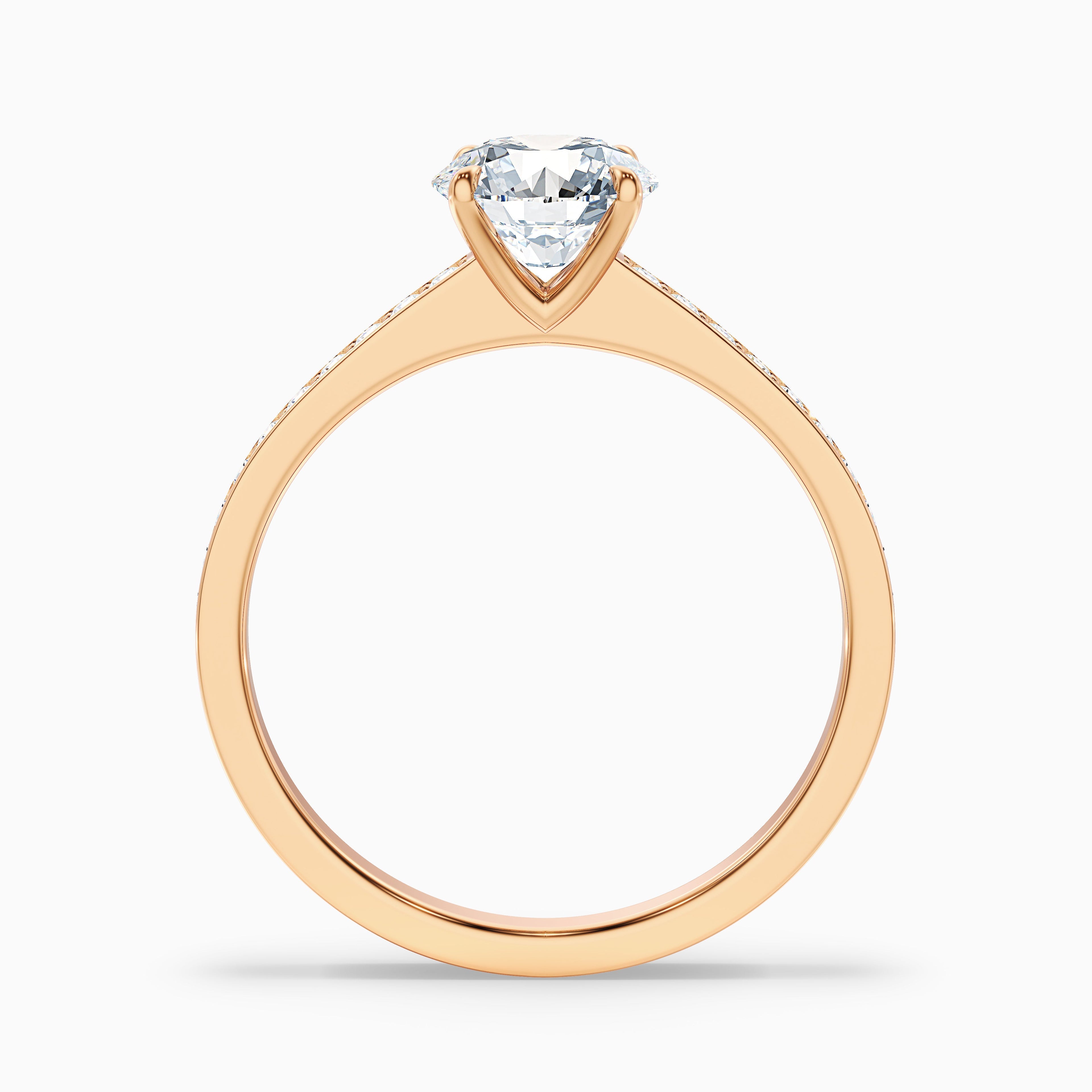 Elma 5.5 Carat Round Cut Side Stone Pave Moissanite Diamond Ring in 14k White Gold