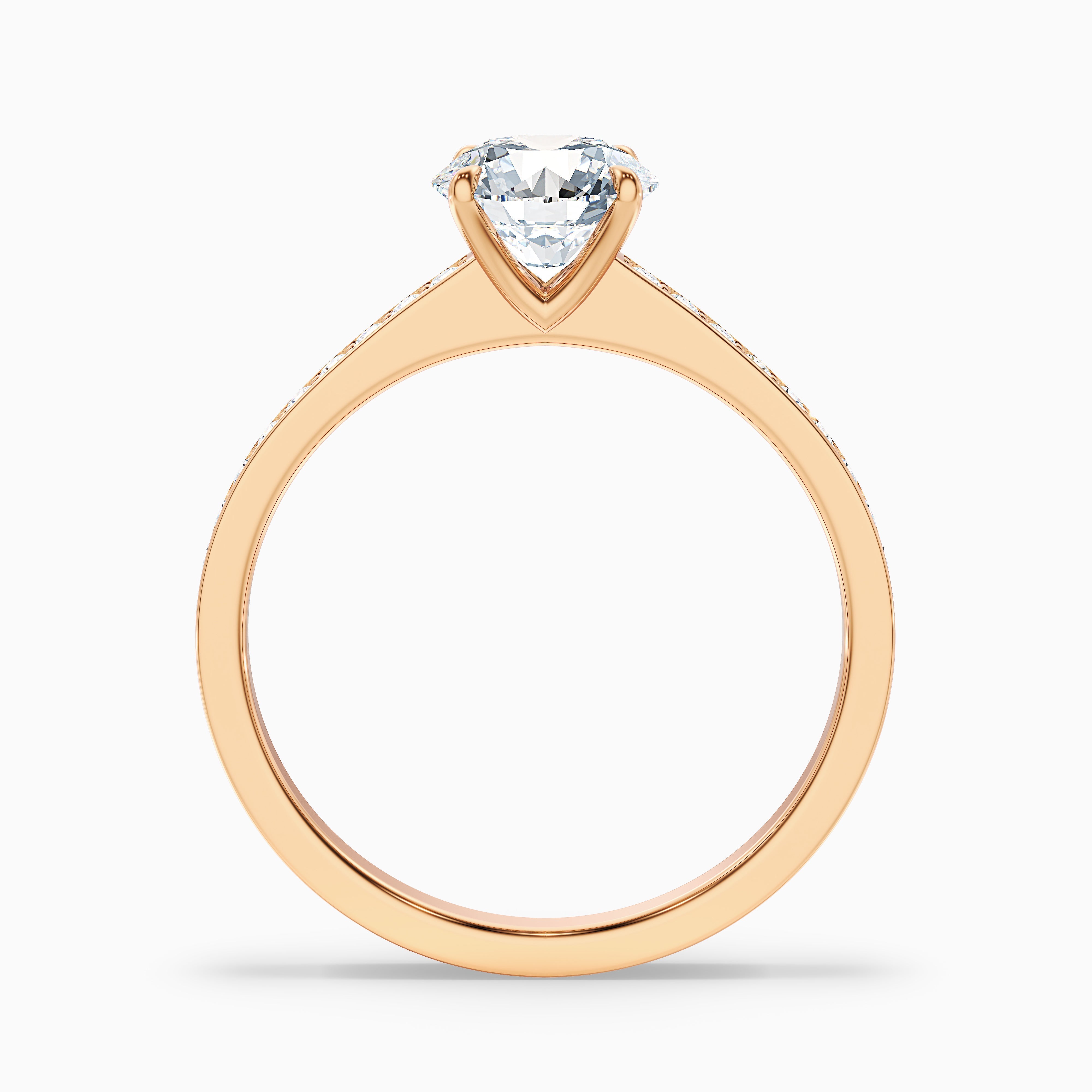 Elma 4 Carat Round Cut Side Stone Pave Moissanite Diamond Ring in 10k White Gold