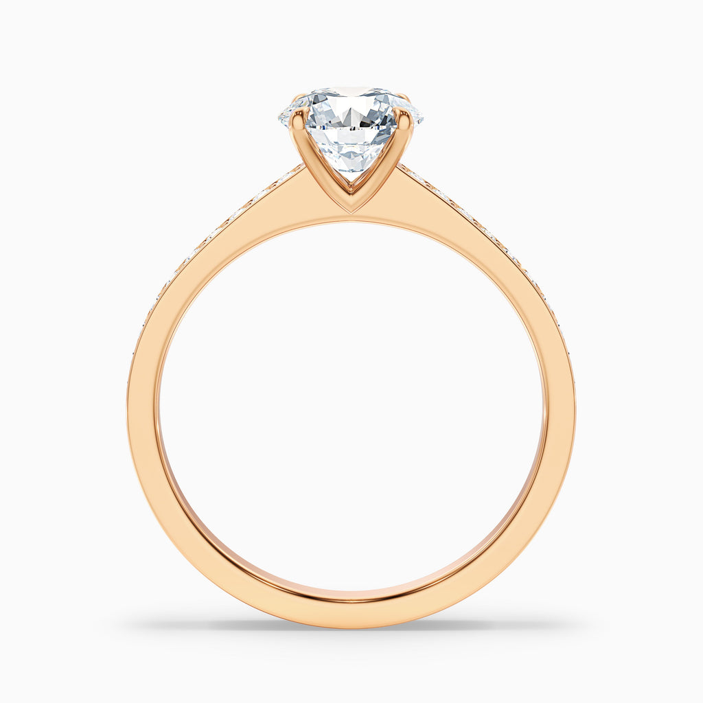 Elma 1 Carat Round Cut Side Stone Pave Moissanite Diamond Ring in 18k Rose Gold