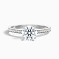 Elma 5 Carat Round Cut Side Stone Pave Moissanite Diamond Ring in 10k White Gold