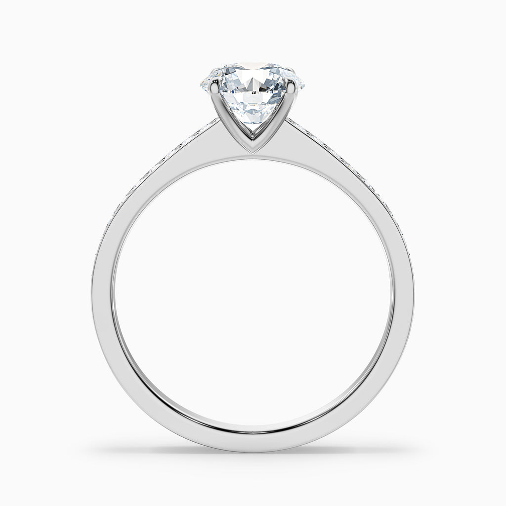 Elma 2.5 Carat Round Cut Side Stone Pave Moissanite Diamond Ring in Platinum
