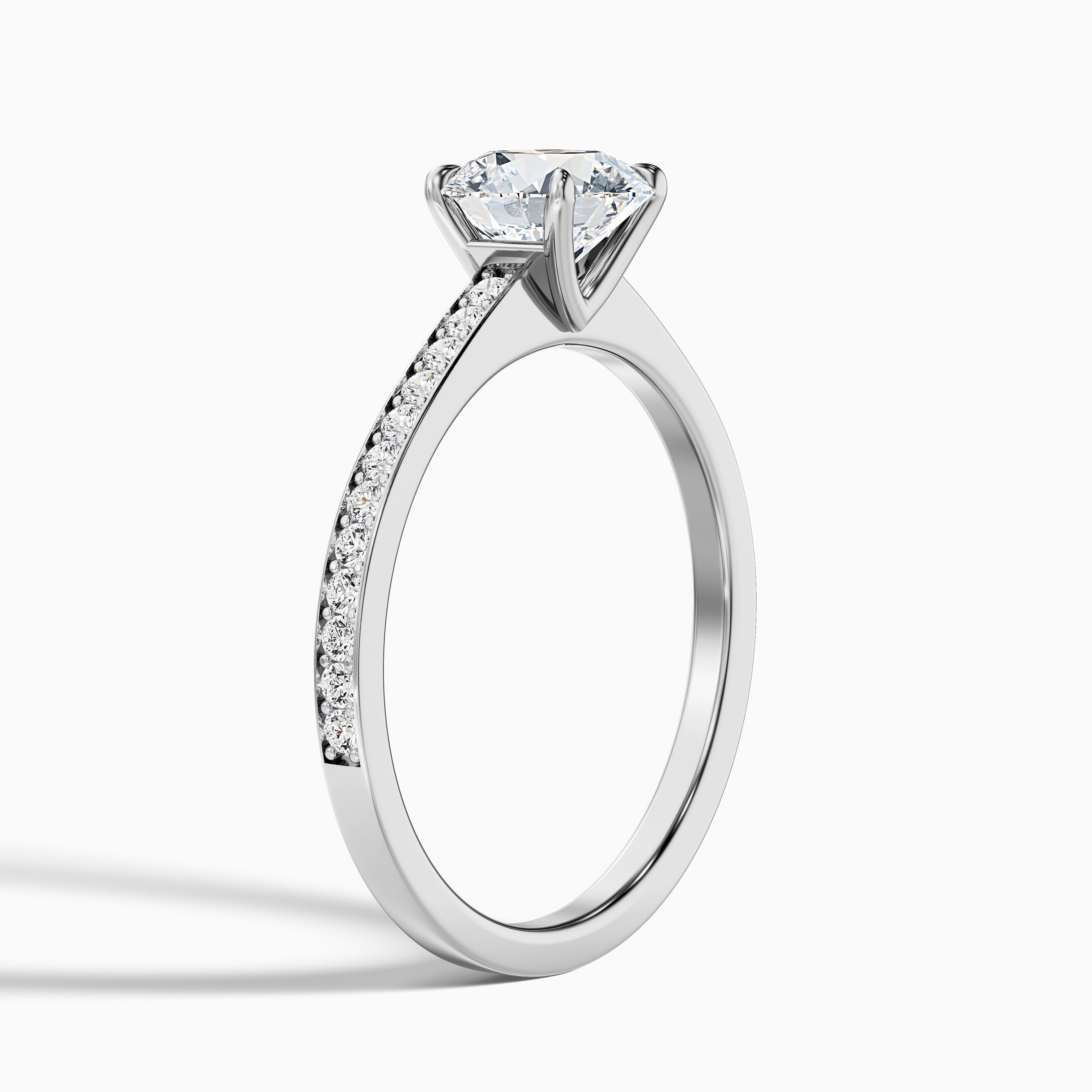 Elma 2.5 Carat Round Cut Side Stone Pave Moissanite Diamond Ring in 14k Rose Gold