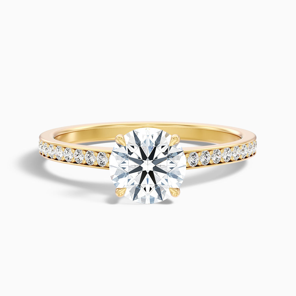 Elma 2.5 Carat Round Cut Side Stone Pave Moissanite Diamond Ring in 10k Rose Gold