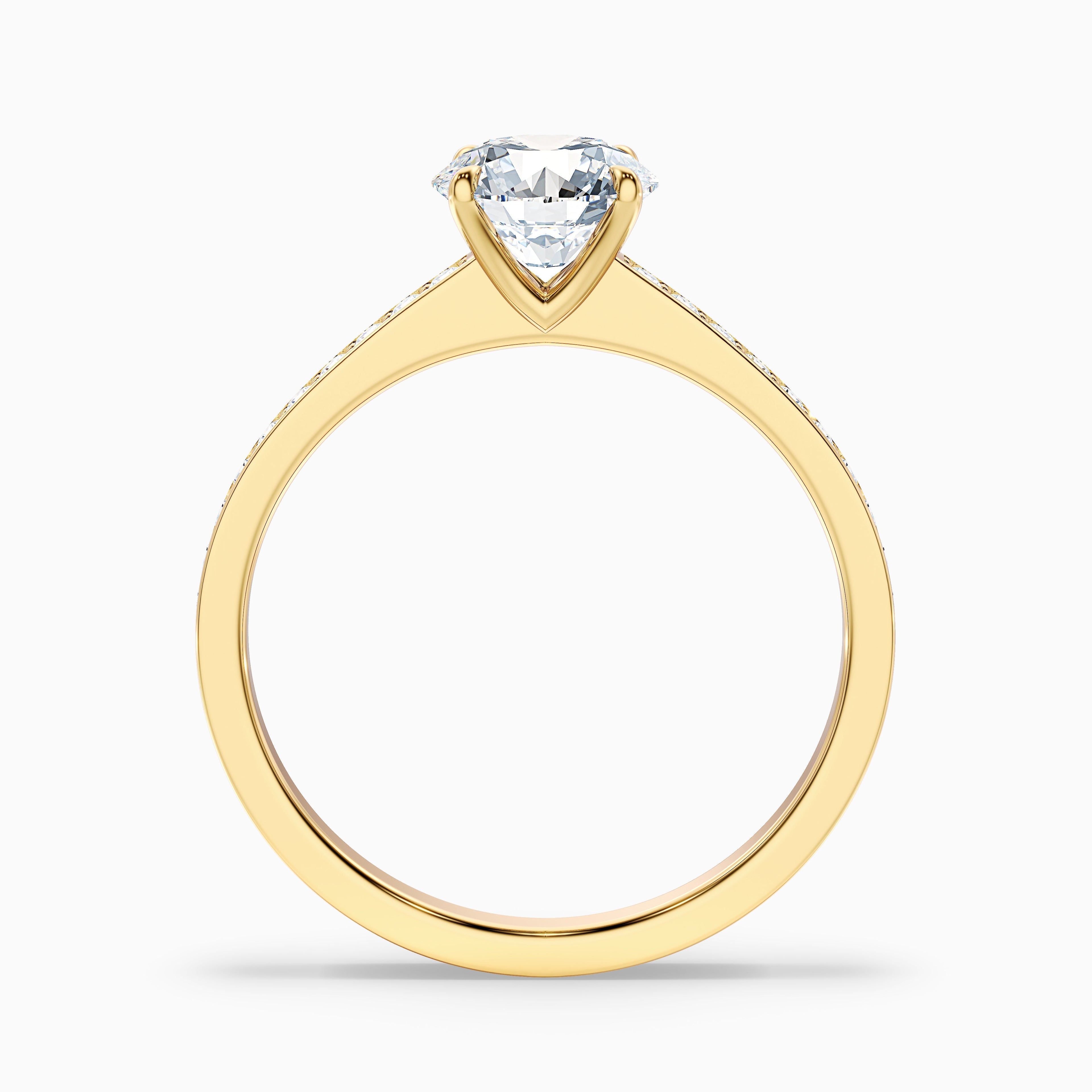 Elma 4.5 Carat Round Cut Side Stone Pave Moissanite Diamond Ring in 18k White Gold