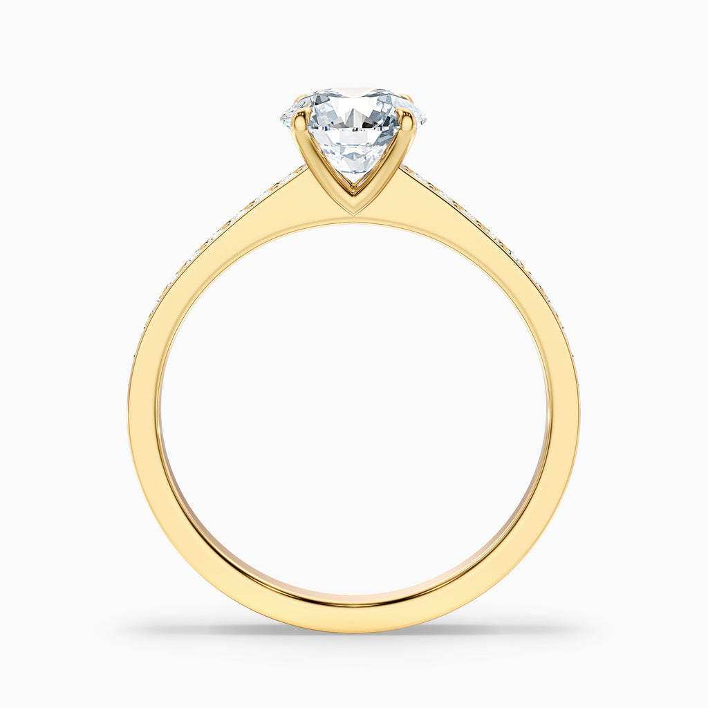 Elma 4 Carat Round Cut Side Stone Pave Moissanite Diamond Ring in 10k Rose Gold