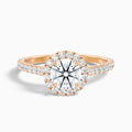Pearl 3.5 Carat Round Halo Pave Moissanite Diamond Ring in 10k Rose Gold