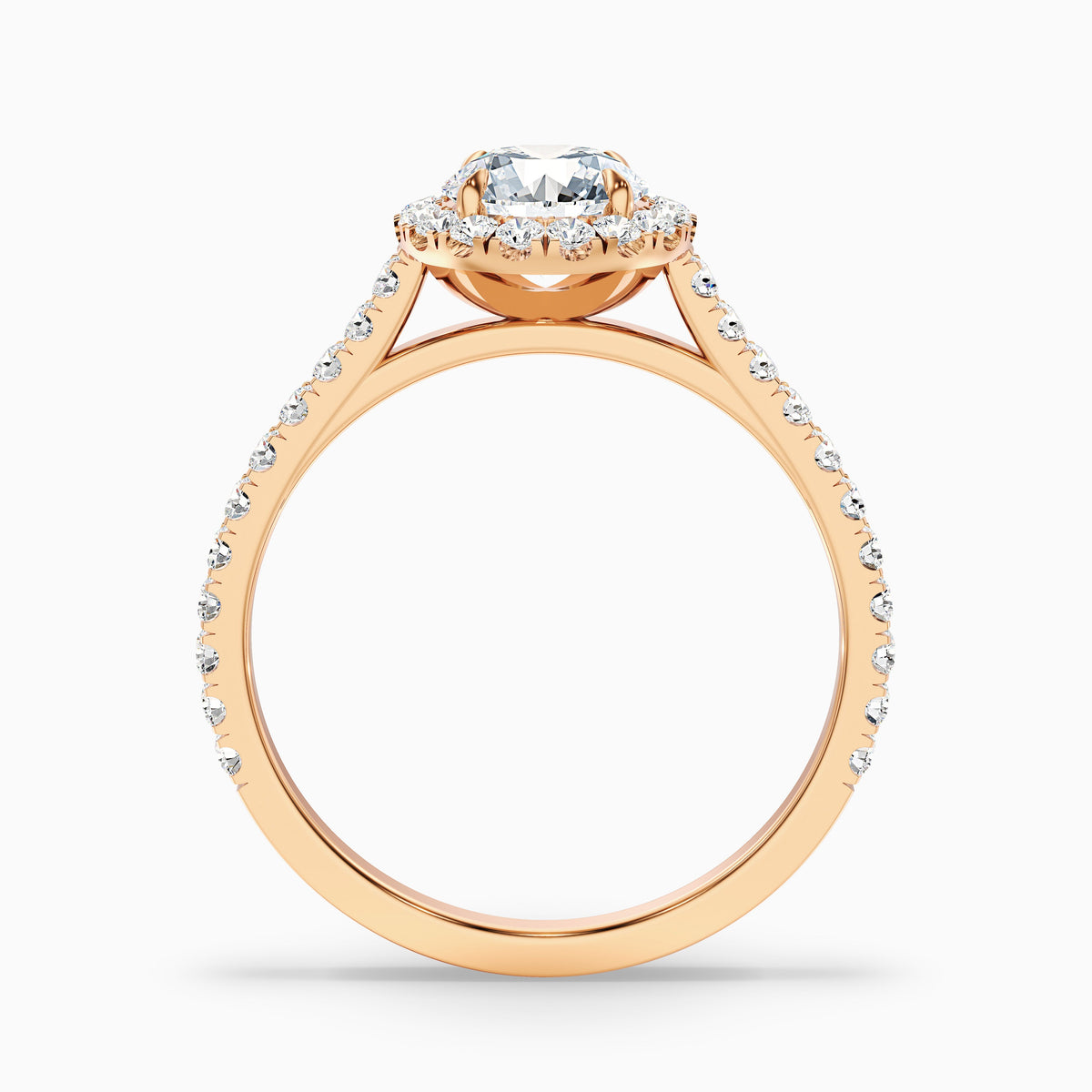 Pearl 3.5 Carat Round Halo Pave Moissanite Diamond Ring in 18k White Gold