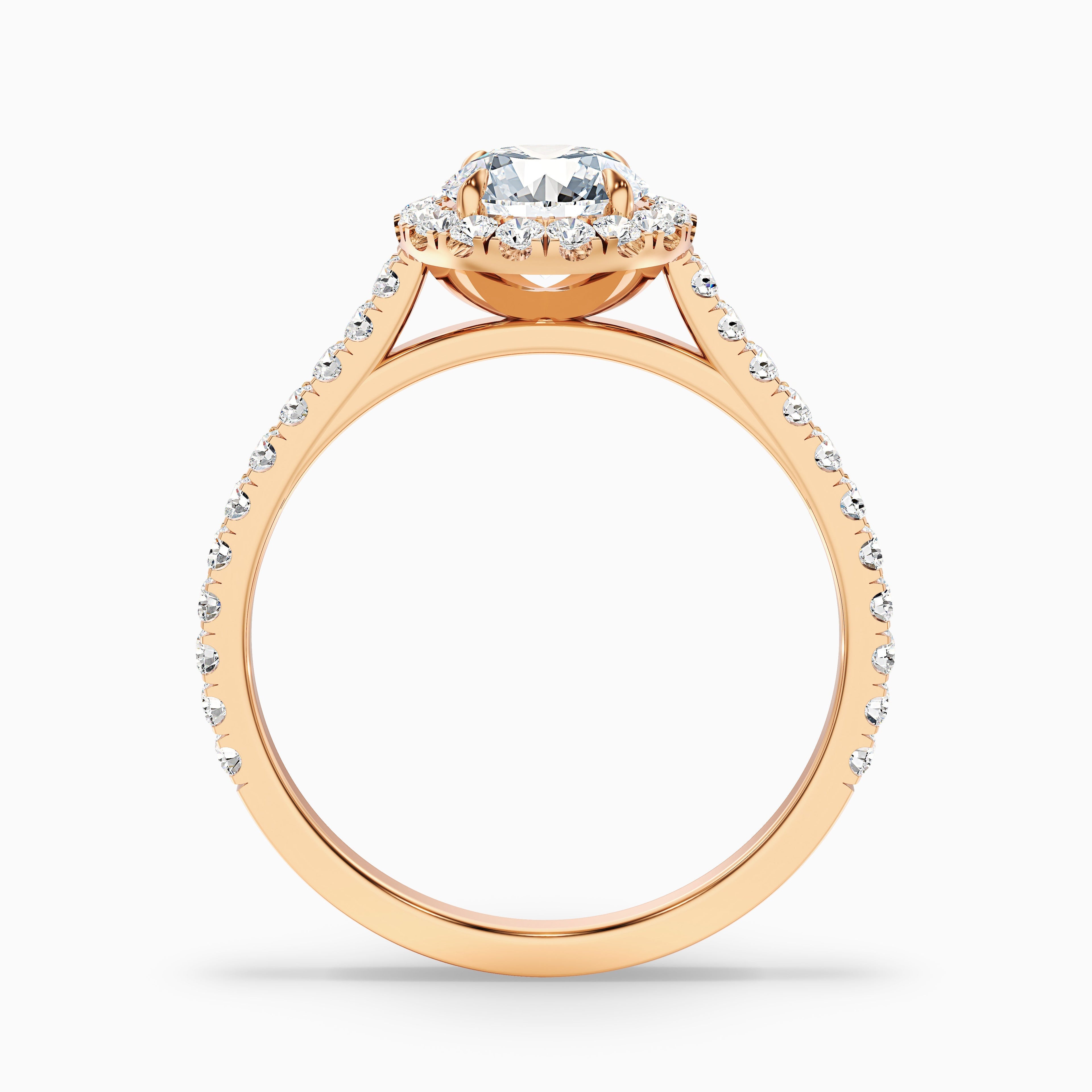 Pearl 1.5 Carat Round Halo Pave Moissanite Diamond Ring in 10k Yellow Gold