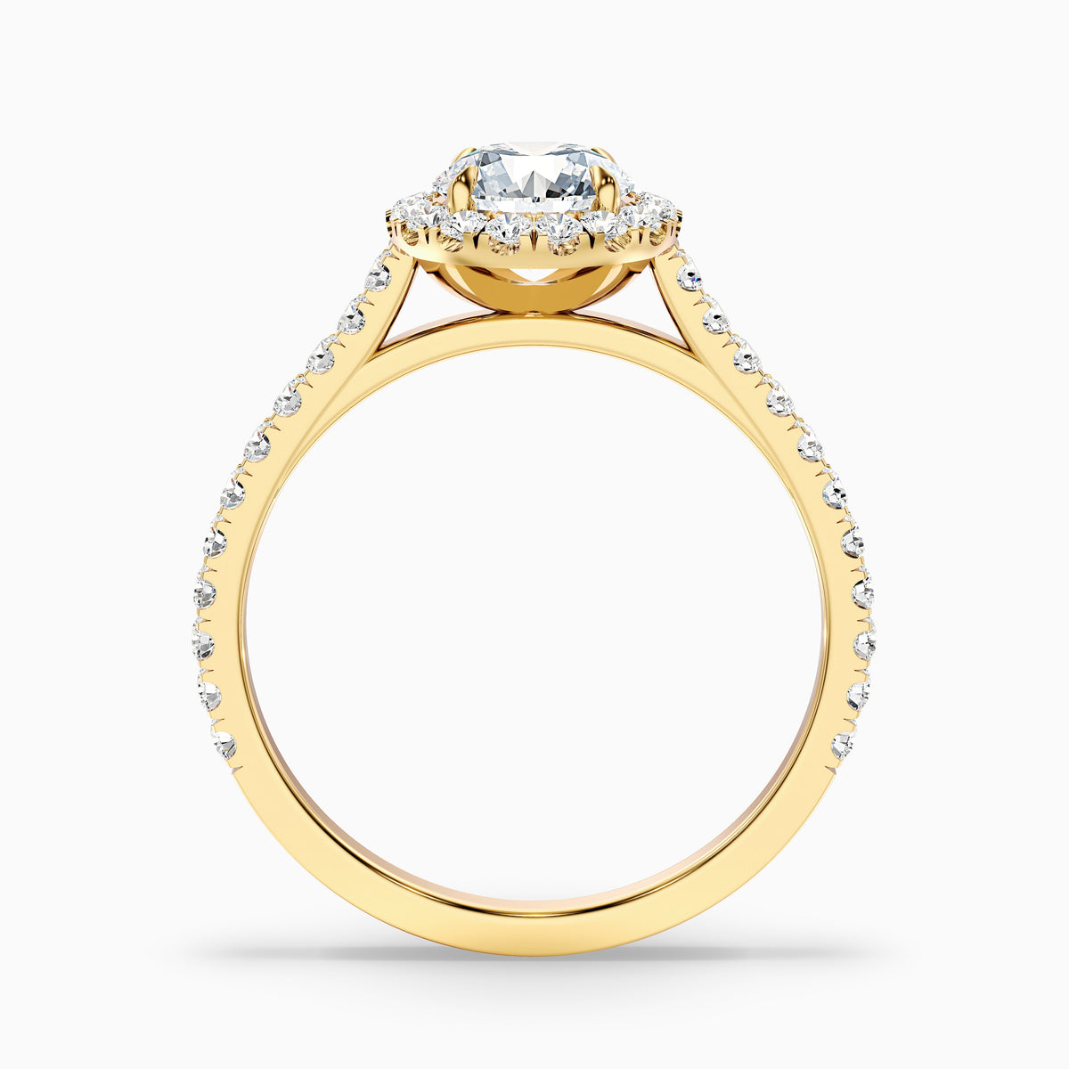 Pearl 1.5 Carat Round Halo Pave Moissanite Diamond Ring in 10k White Gold